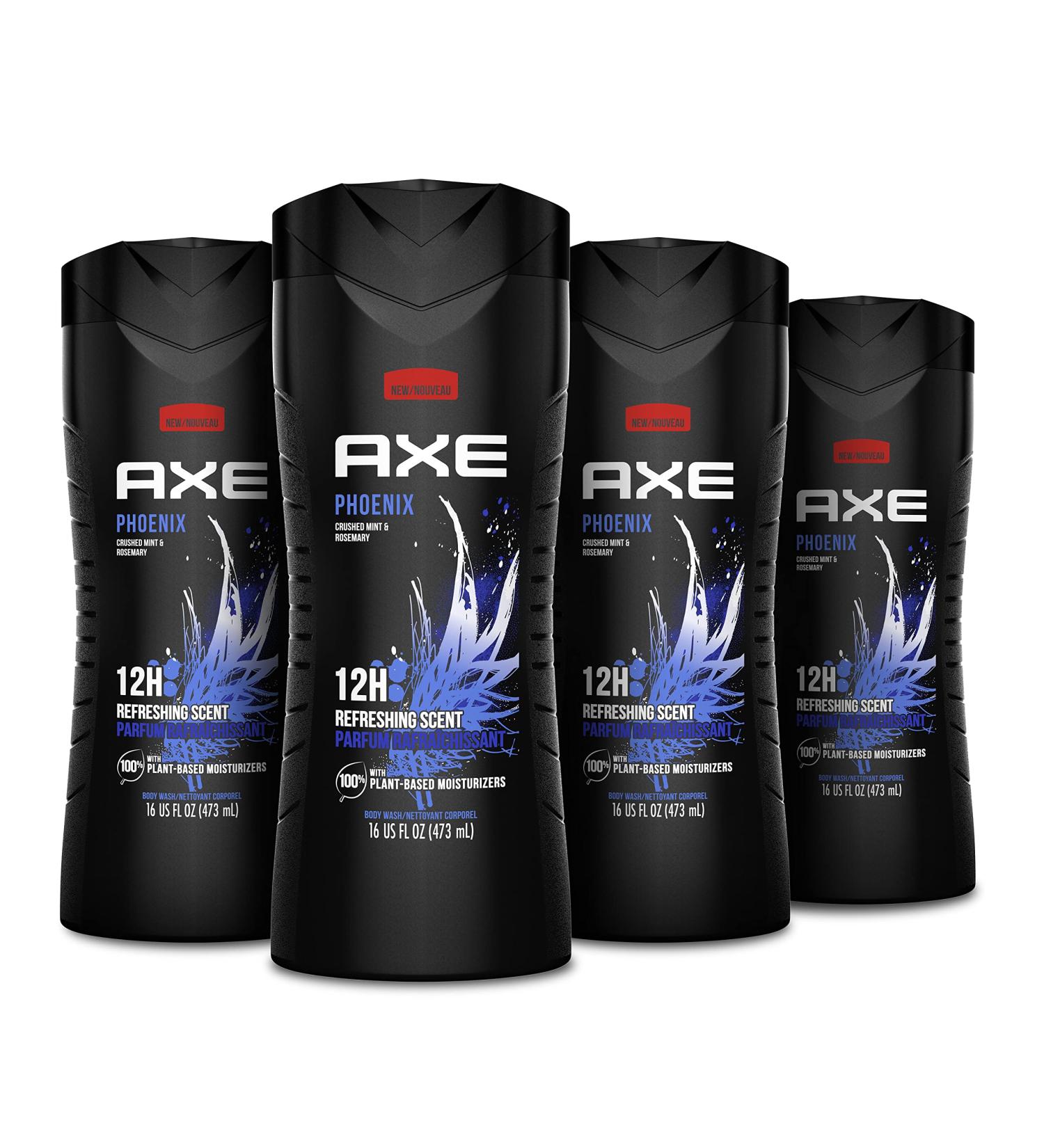 AXE 12h Refreshing Scent Body Wash Phoenix Crushed Mint & Rosemary 16 Fl Oz - Pack of 4 | With 100% Plant-Based Moisturizers for Men - Buy Online on GoSupps.com