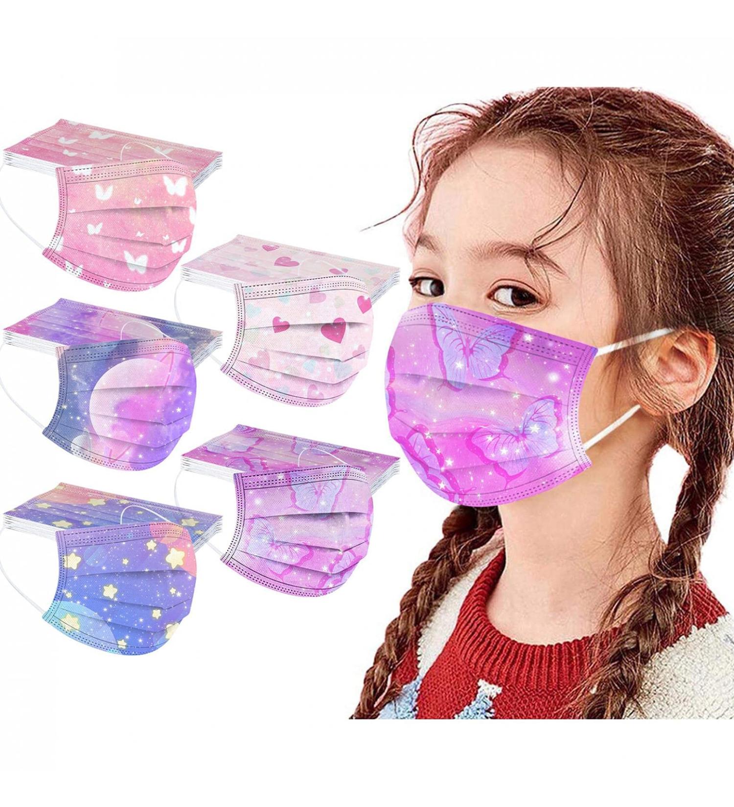 50pc Kids Disposable_Mask 3 Ply Kids Face_Masks for Protection Anti Dust Face Mouth Filter Tools for Children School - Buy Online on GoSupps.com
