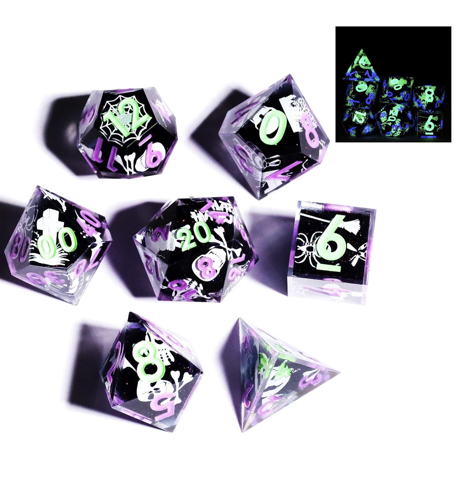 Halloween Glow in The Dark Layered Theme Dice Set - MINI PLANET DND Polyhedral Sharp Galaxy Handmade Crafted Dice (Halloween DICE 3) - Buy Online on GoSupps.com