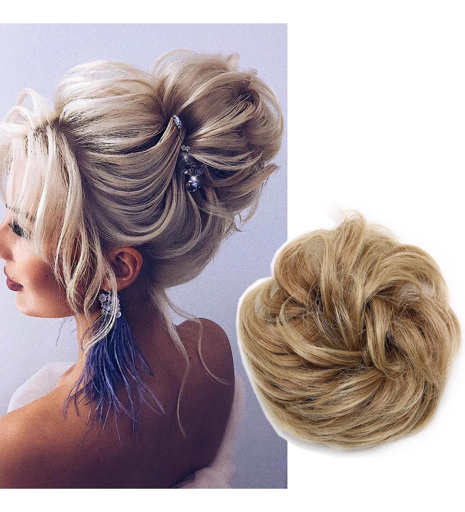 Shop Silk-Co Hair Part with Rubber Band - 35g Wavy Soft Dutt Hair Extensions for Messy Bun Updos in Golden Brown & Blonde - Buy Online on GoSupps.com