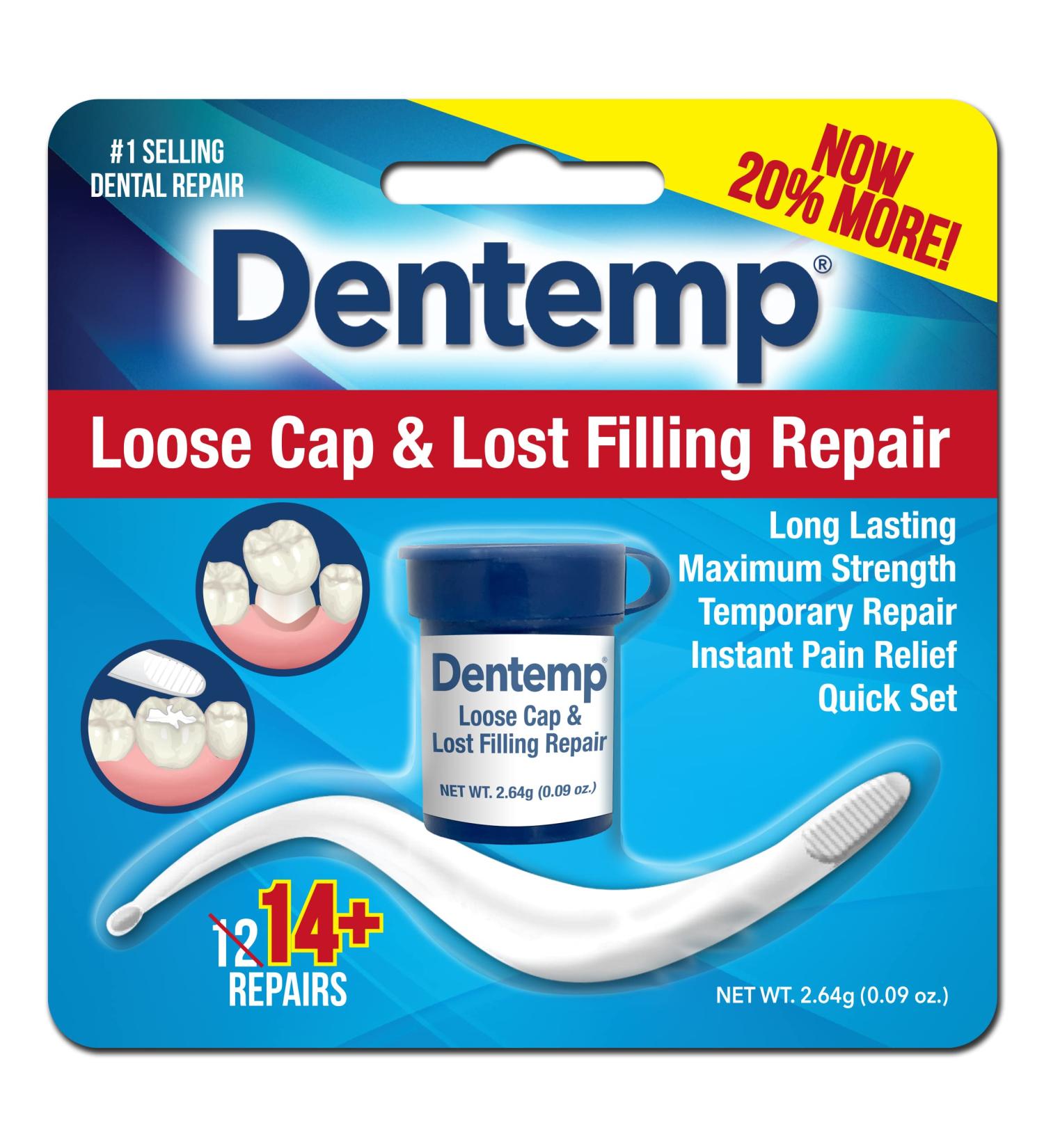 Dentemp Maximum Strength Loose Cap and Lost Filling Repair Kit - Instant Pain Relief for Teeth - Long Lasting Temporary Tooth Filling - Buy Online on GoSupps.com