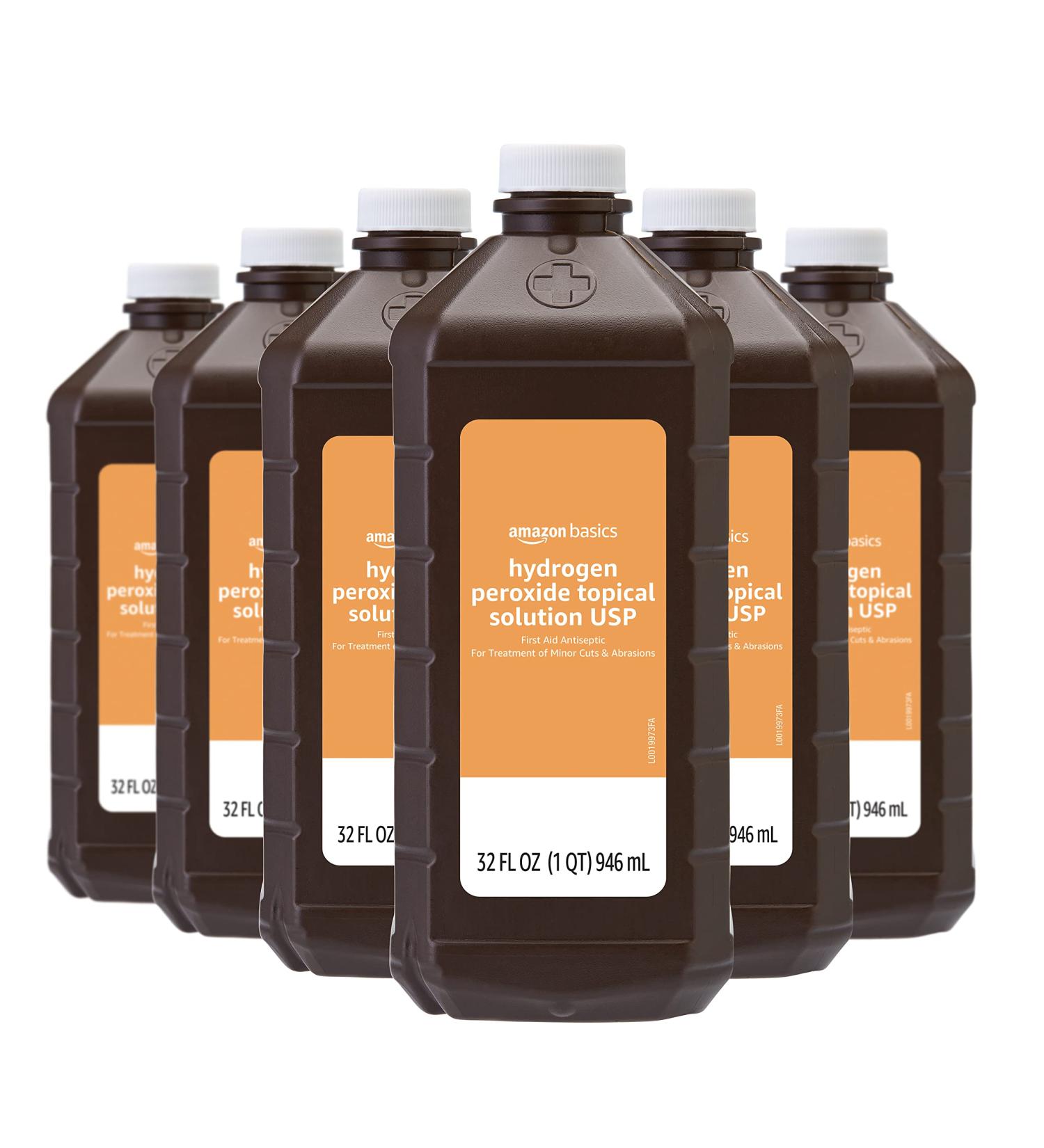 Amazon Basics Hydrogen Peroxide Topical Solution USP 32 Fl. Oz - Pack of 6 - Buy Online on GoSupps.com