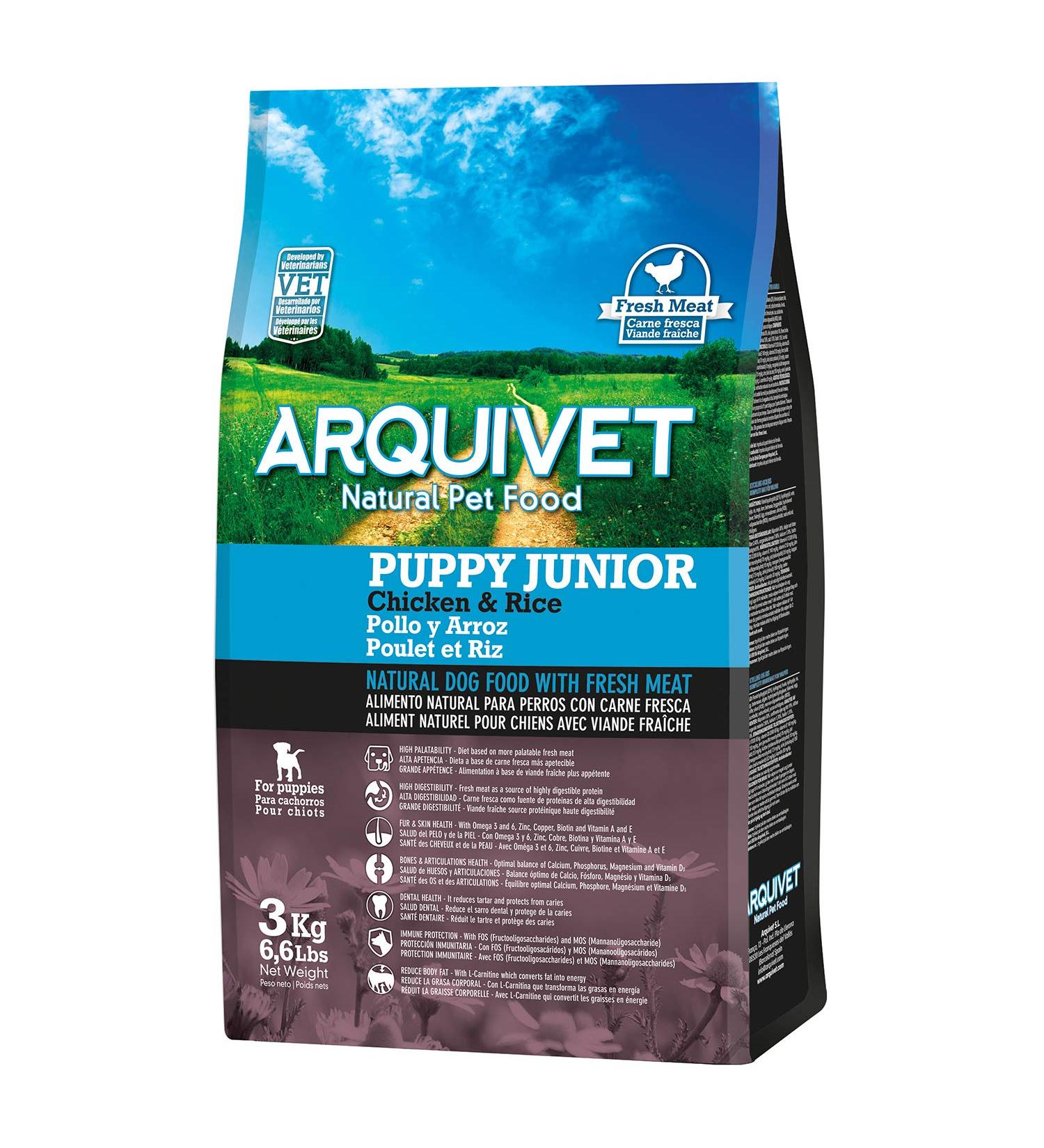 ARQUIVET Puppy Junior - Puppy food - Chicken and rice 3 kg - dog food - dry dog food - Buy Online on GoSupps.com