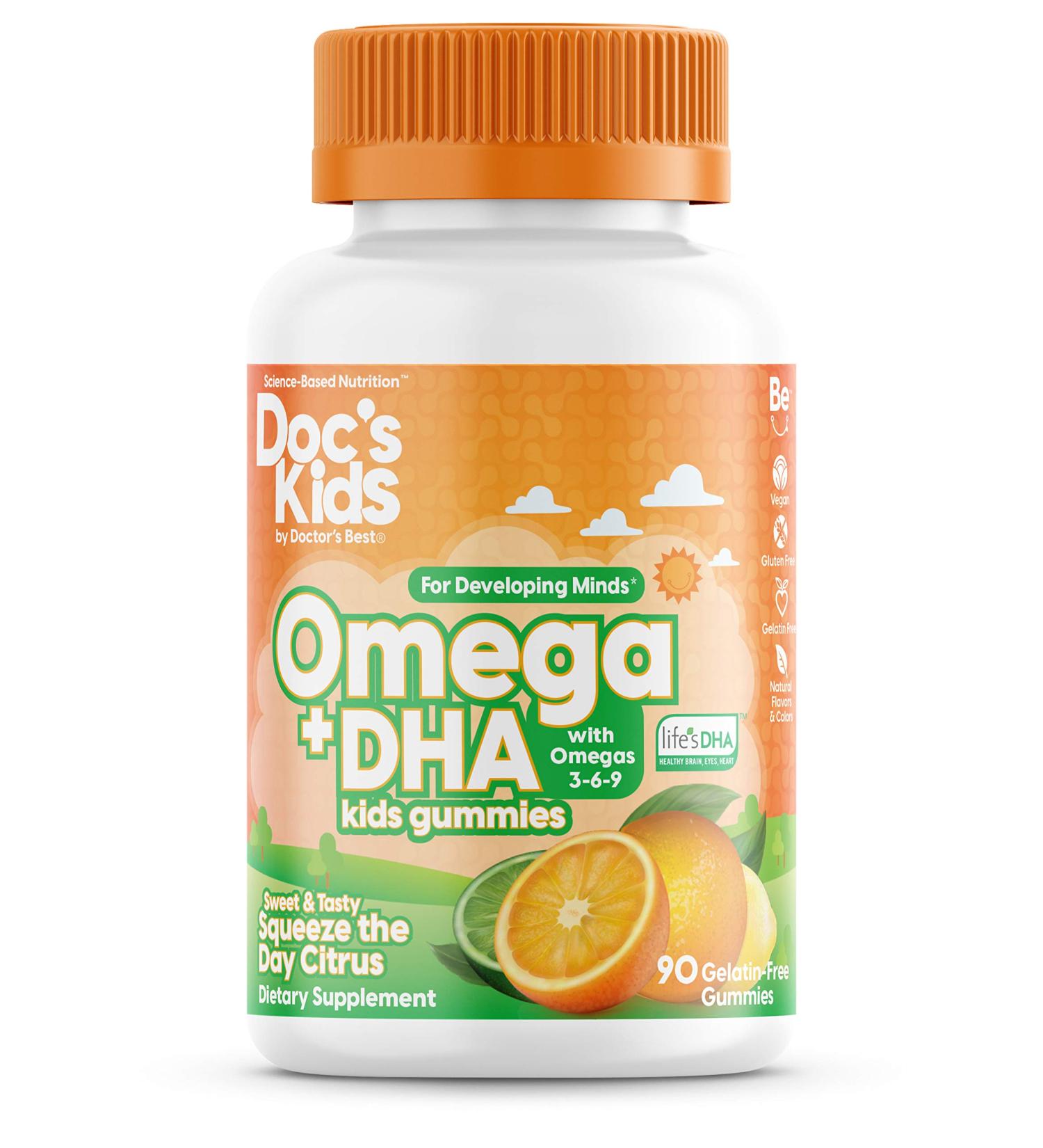 Doctor's Best Omega + DHA Kids Gummies - 90 Gelatin-Free Citrus Gummies - Buy Online on GoSupps.com