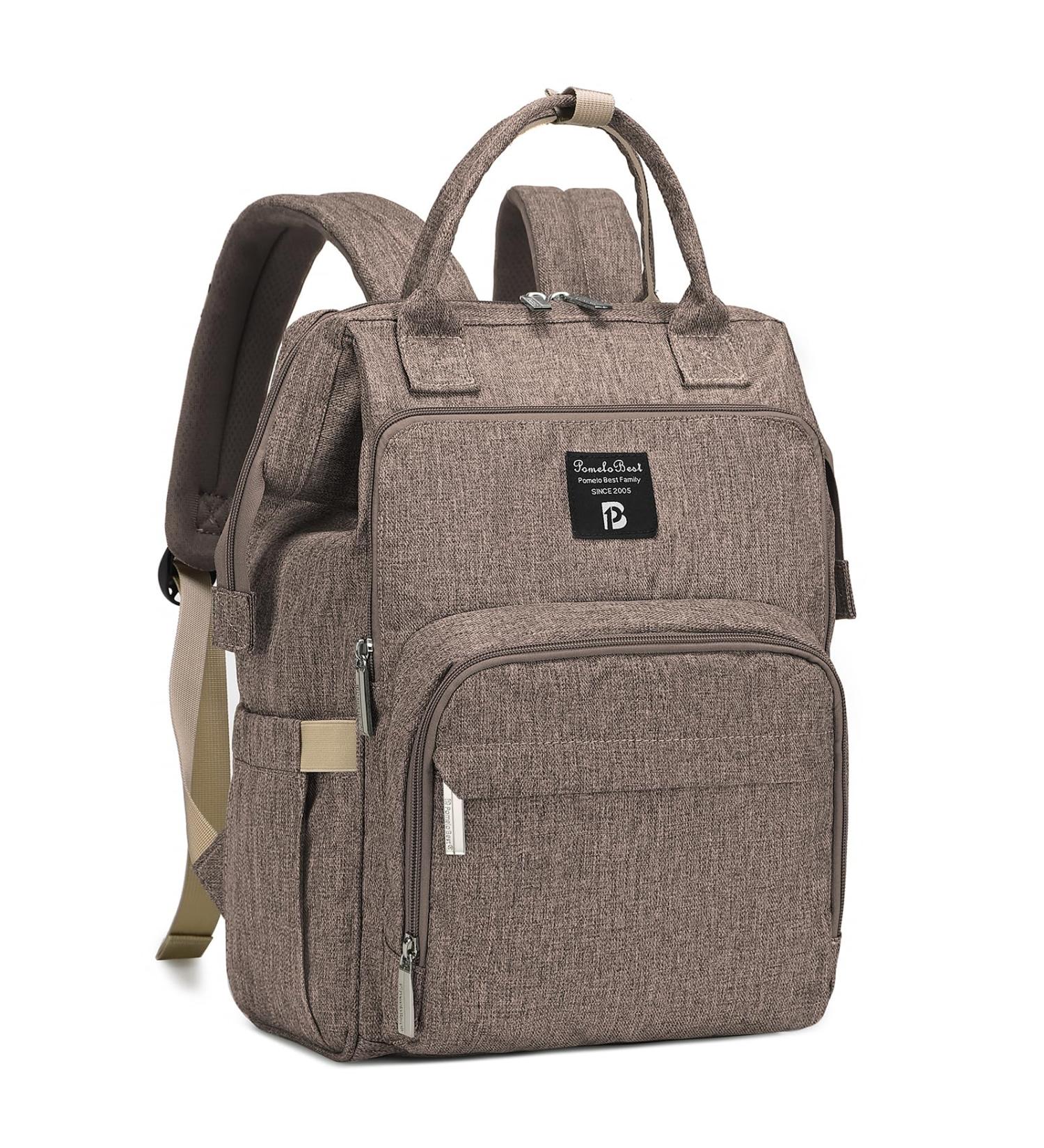 Pomelo Stylish Baby Diaper Backpack | Multifunctional Water-Repellent Large Capacity | New Light Brown Version - Buy Online on GoSupps.com