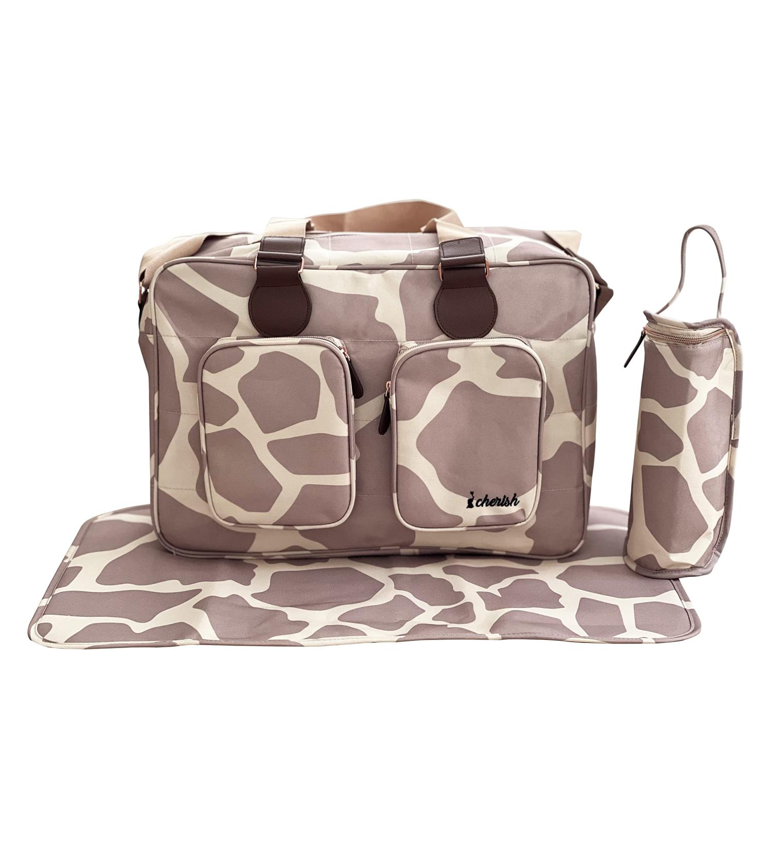 My Babiie Deluxe Changing Bag with Padded Mat & Bottle Warmer - Fawn - Buy Online on GoSupps.com
