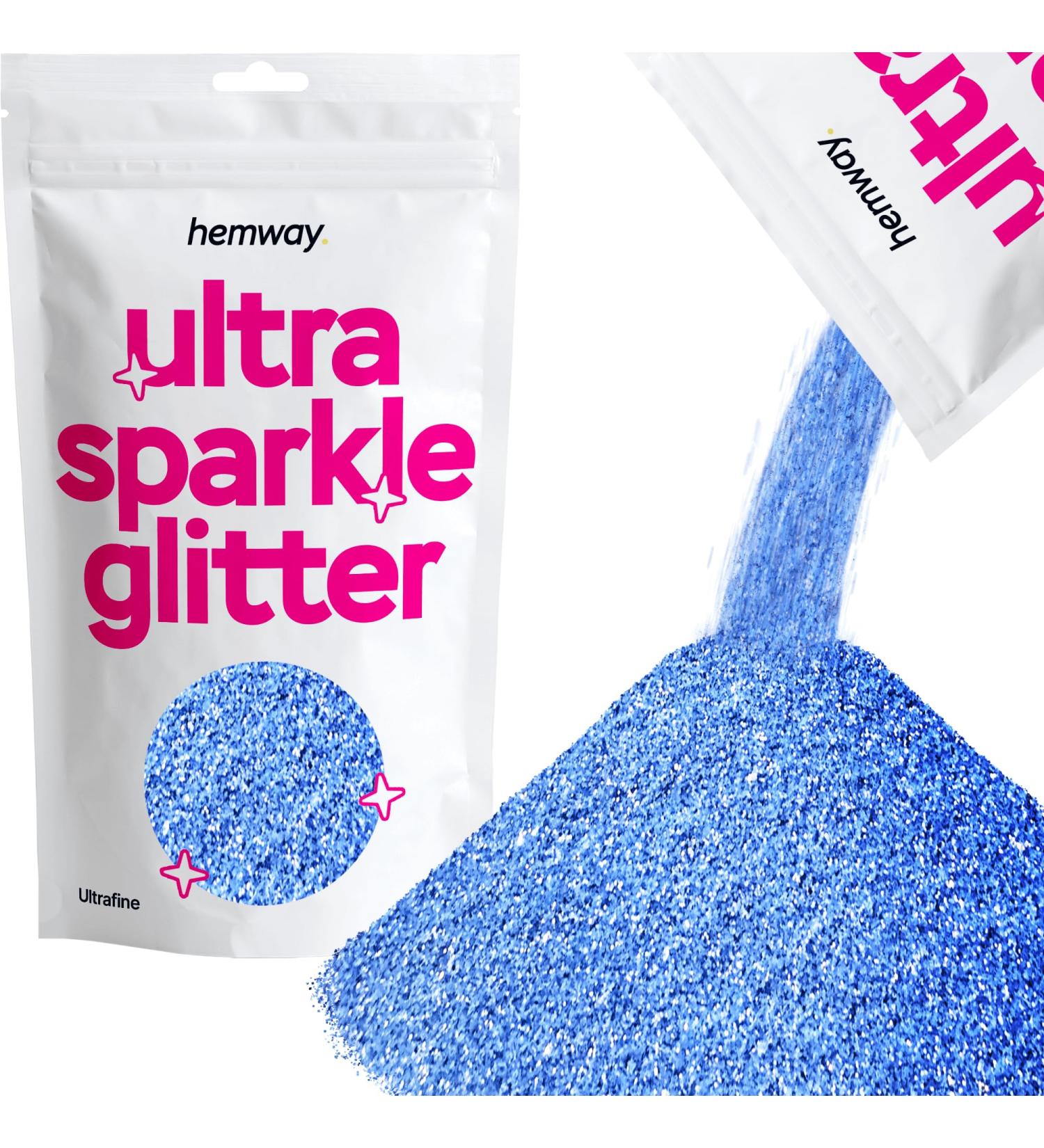 Hemway Azure Ultrafine Glitter 100g | Cosmetic Safe Extra Fine Azure Blue Glitter 0.2mm - Perfect for Crafts & DIY - Buy Online on GoSupps.com