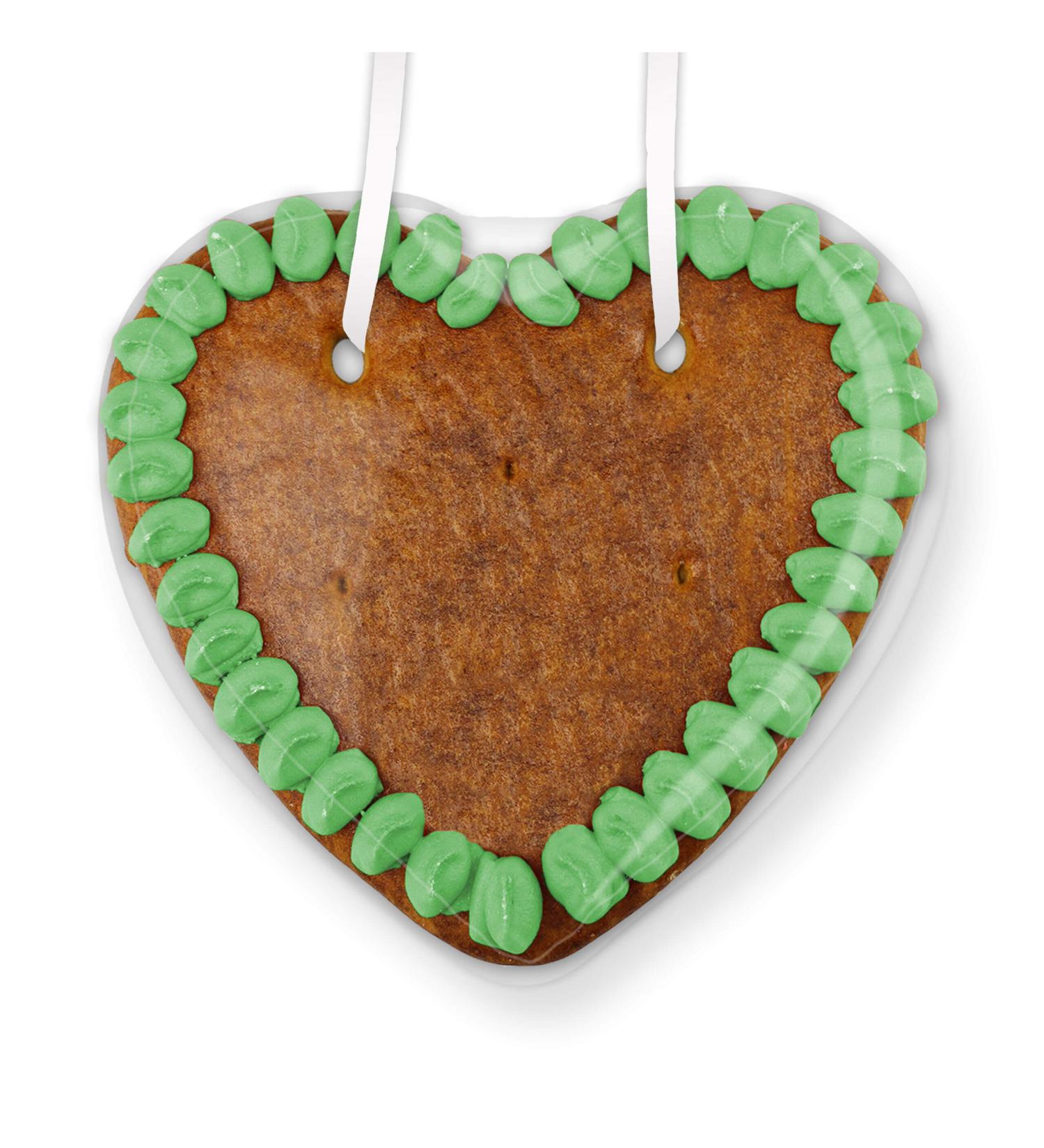 Gingerbread heart blank with edge - color: green - to decorate yourself at home 15cm from LEBKUCHEN WELT