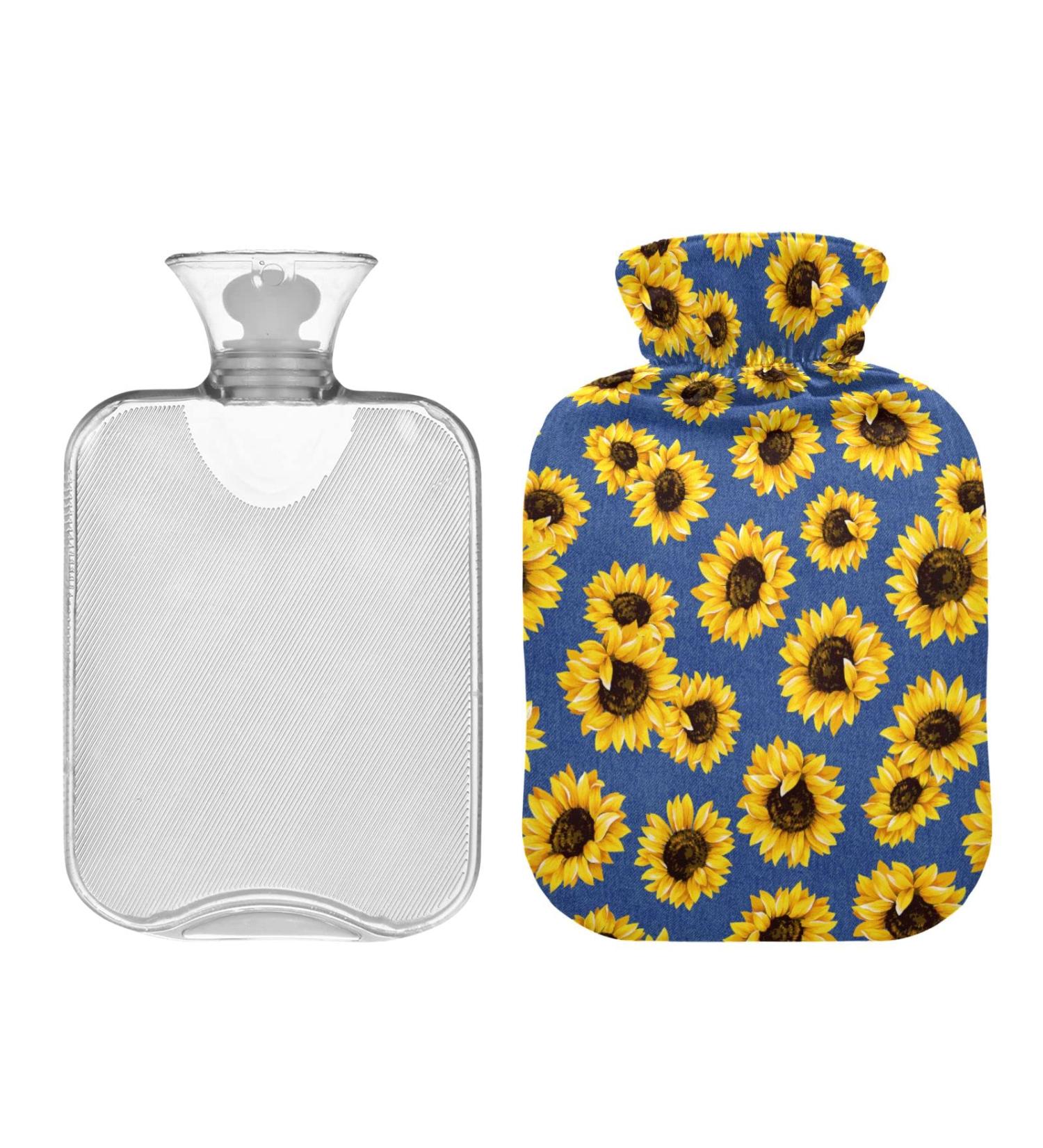 Shop Sunflower Denim 2L Hot Water Bottle with Lid - Pain Relief & Winter Warmth for Hands & Feet - Buy Online on GoSupps.com