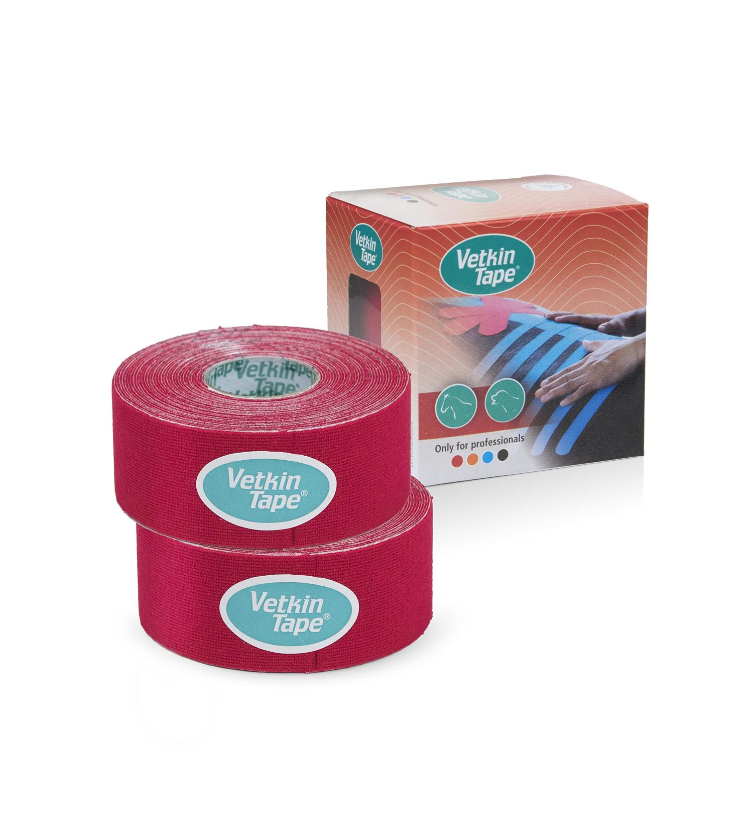 Vetkintape Kinesiology Tape for Animals - Red (3cm x 5m) | Latex-Free T V-Certified Kinesiotape for Horses & Dogs | 25% Stronger Adhesive | Pack of 2 Rollers - Buy Online on GoSupps.com