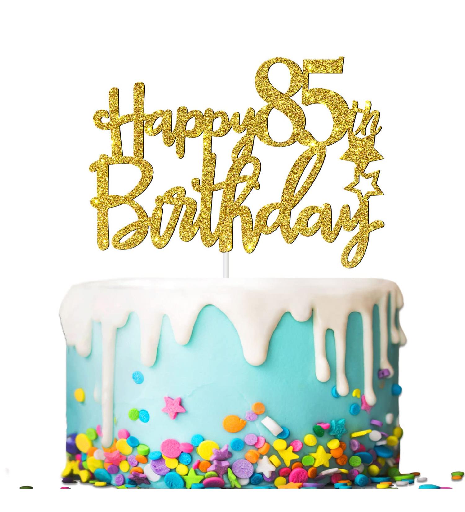 Tenhaisi Gilttery Gold Happy 85th Birthday Cake Topper Cake Topper for 85 Birthday Fabulous 85th Birthday Decoration - Buy Online on GoSupps.com