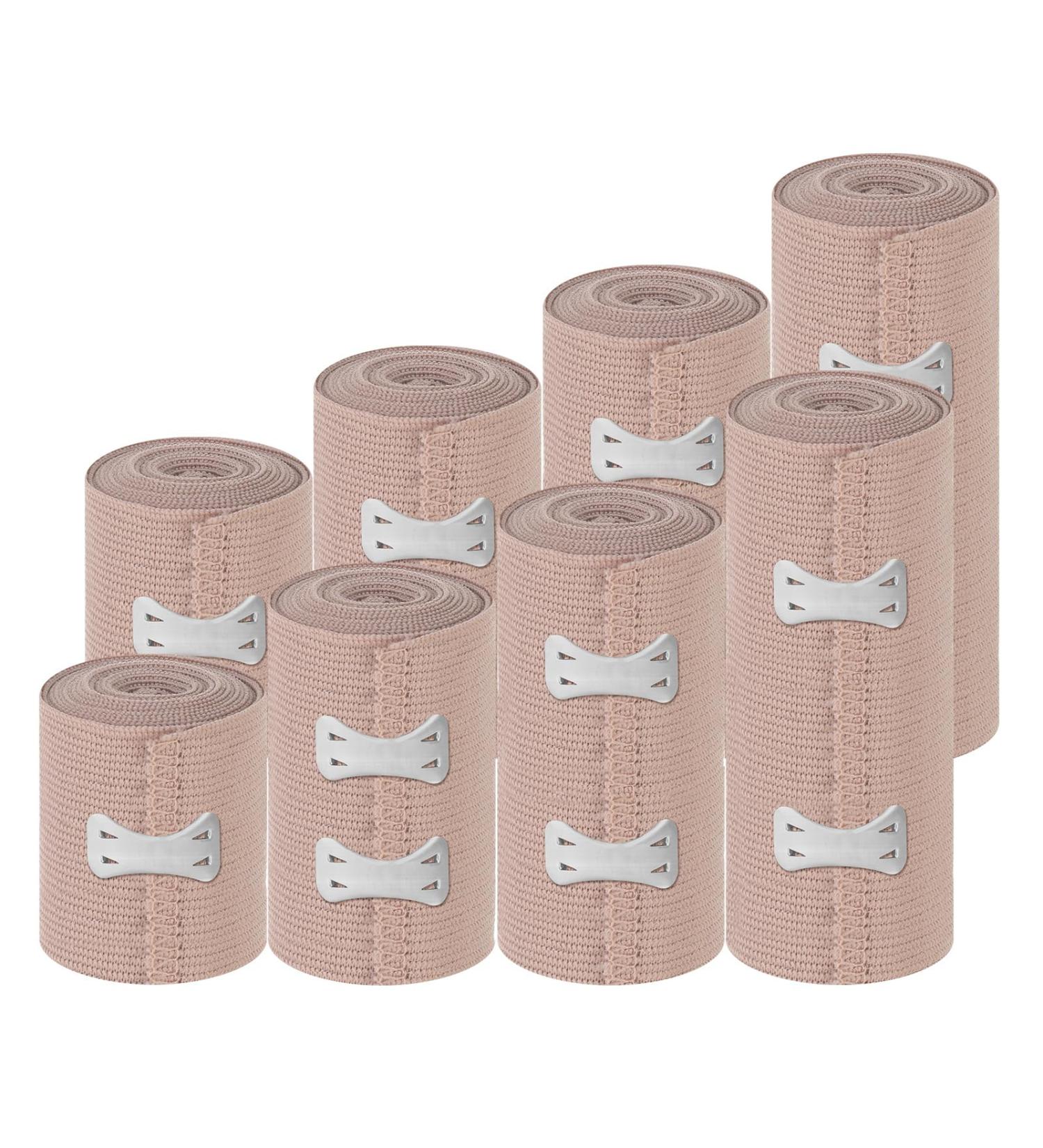 8 Pack Premium Elastic Bandage Wrap - Compression Wrap for Legs - Latex Free Reusable with Hook & Loop Fasteners - Buy Online on GoSupps.com