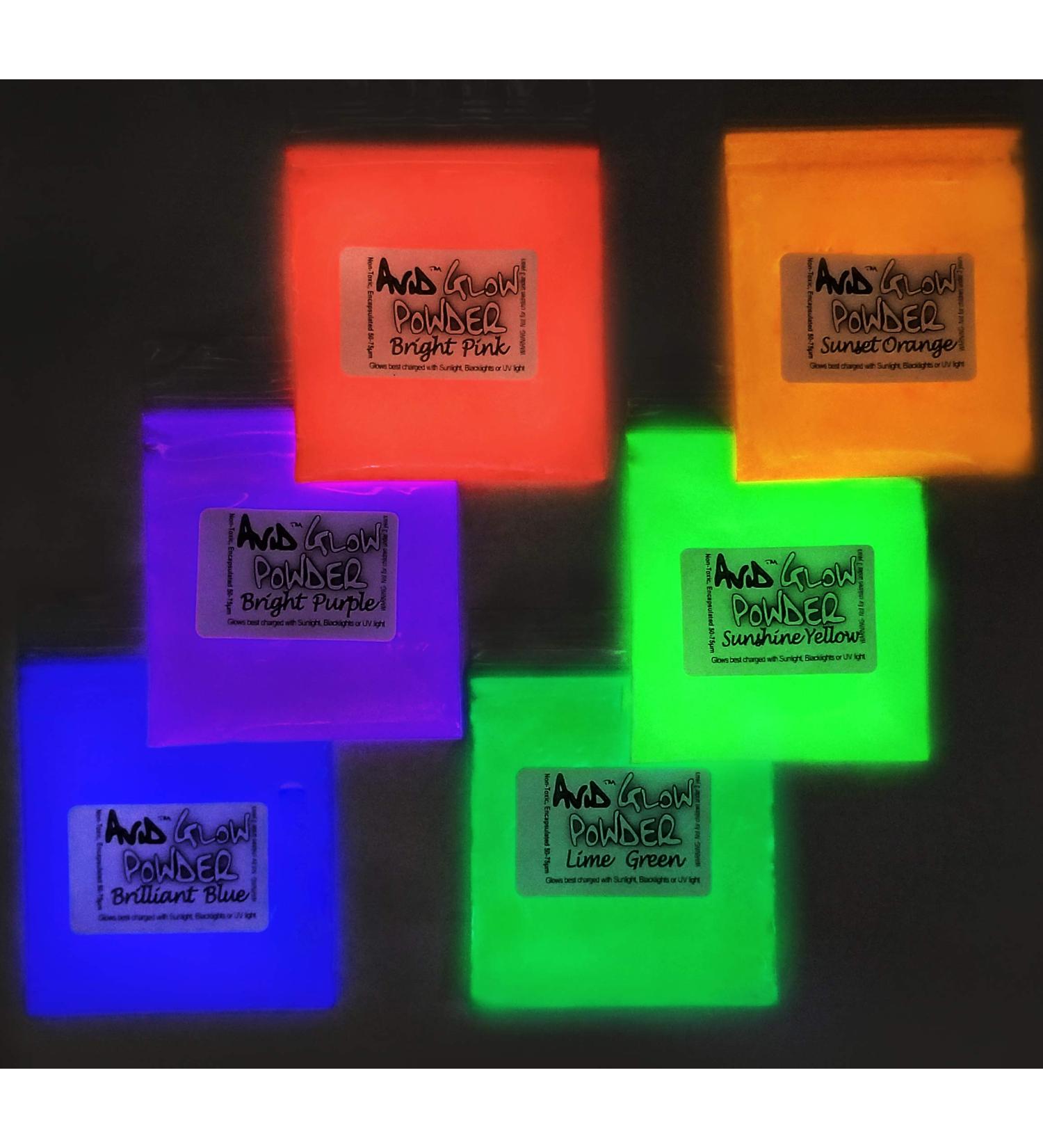 Glow Powder Pigment Variety - 6 Colors Fluorescent Pack for Resin, Slime, Nail Polish - 3.2oz/90g Total | Glow in The Dark Pigment Powder - Strontium Aluminate 6 Pack - Buy Online on GoSupps.com