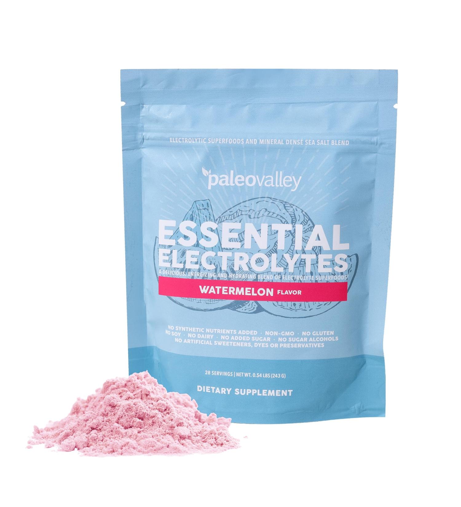 Buy Paleovalley Essential Electrolytes Powder - Watermelon Flavor for Hydration & Recovery - Sugar Free 28 Servings - International Shipping Available - Buy Online on GoSupps.com