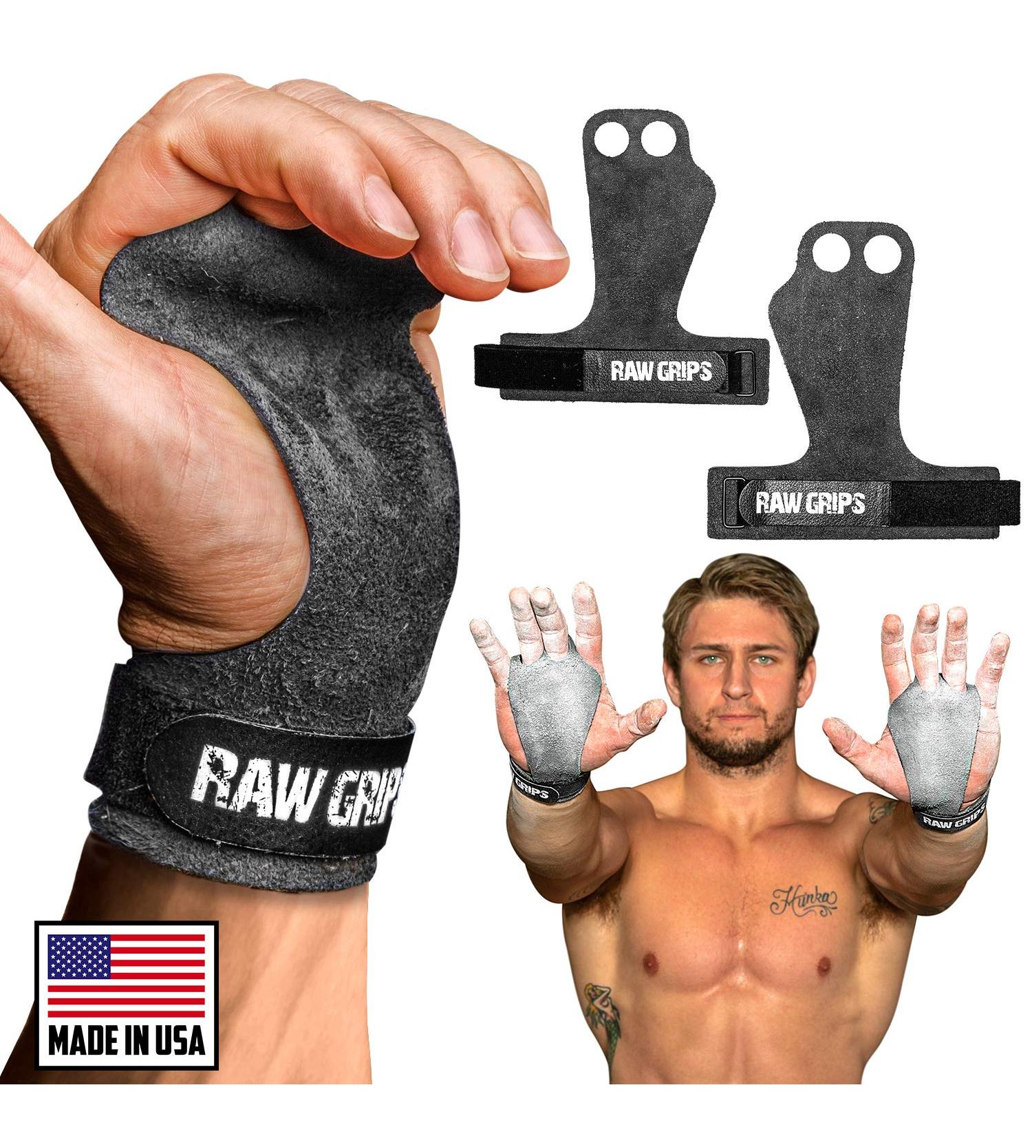 JerkFit RAW Grips 2 Finger Leather Hand Grips | Full Palm Protection for Weightlifting, Calisthenics, Pull Ups, WODs | Prevent Rips & Blisters | Large Size - Buy Online on GoSupps.com