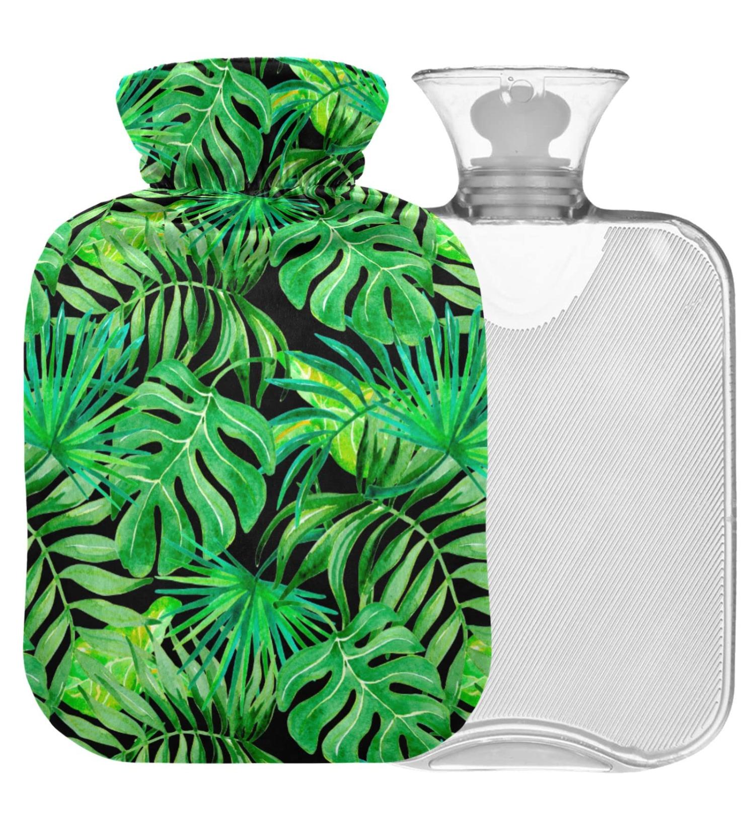 NAANLE Tropical Leaves Hot Water Bottle | 2L Transparent Cover for Pain Relief Menstrual Cramps Heat & Cold Therapy - Buy Online on GoSupps.com