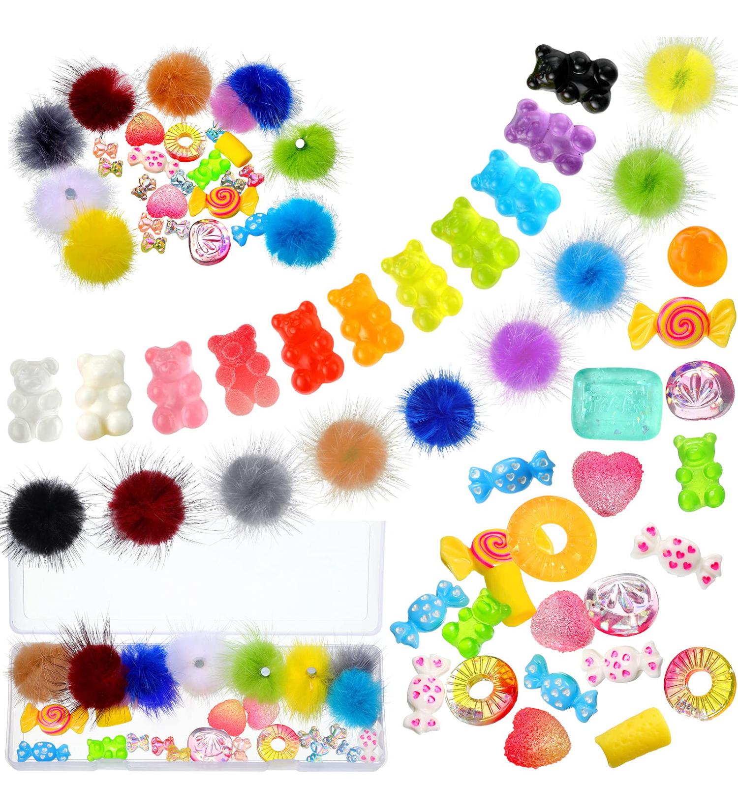 30-Piece Nail Decoration Charms Set: Fluffy Pom Balls, Cute Bear Decorations, Candy Sweet Resin Charms - Chic Style - Buy Online on GoSupps.com
