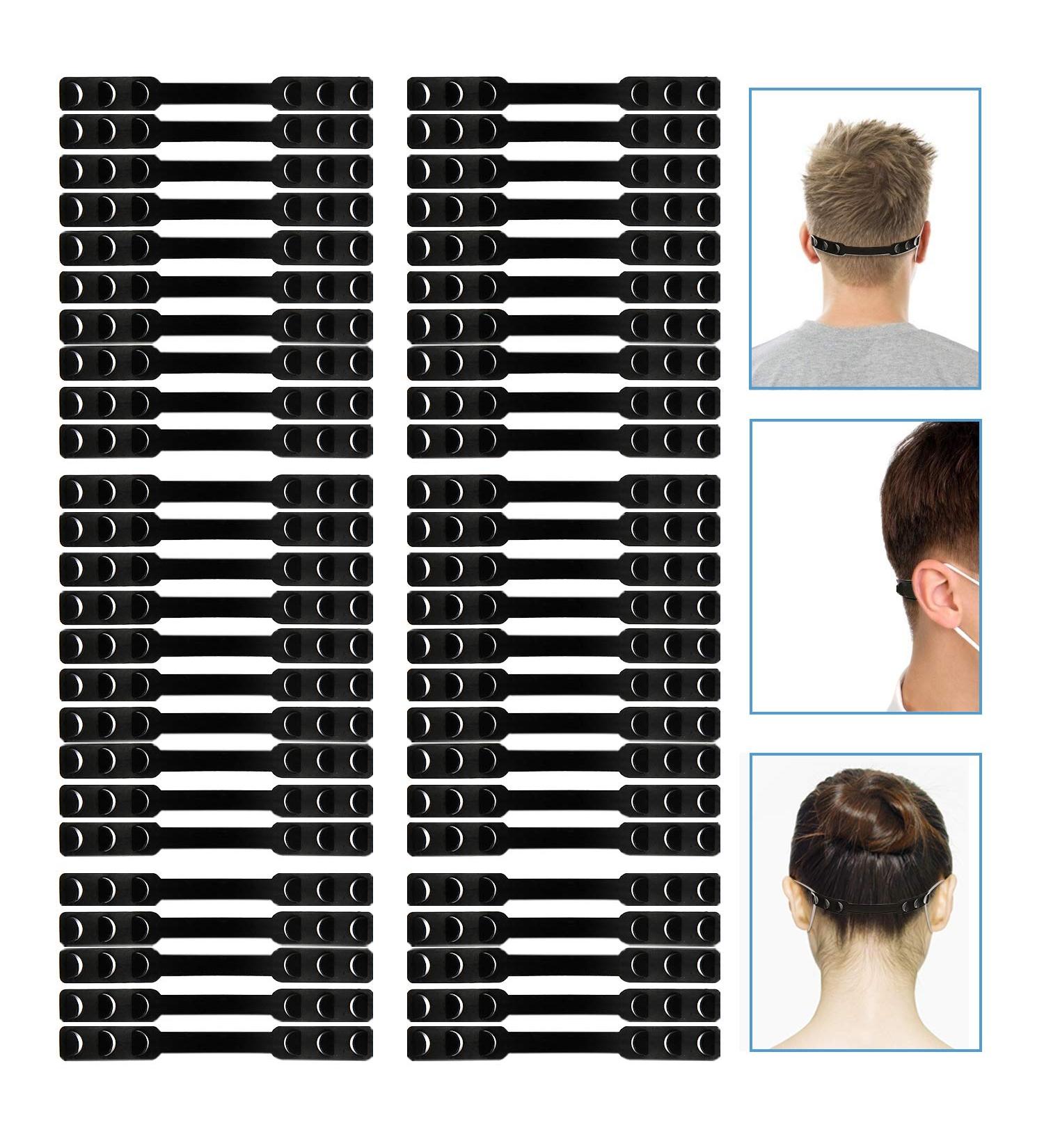 50 Pack Black Aquarium Choice Adjustable Ear Strap Saver Extenders for Comfortable Fit and Ear Pain Relief - Buy Online on GoSupps.com