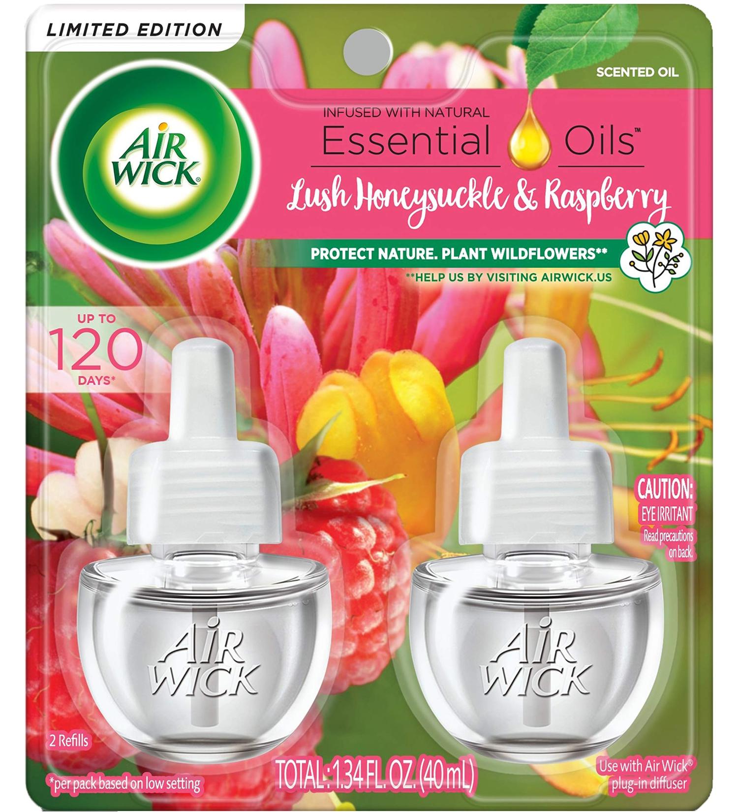 Air Wick Plug-In Scented Oil Refill (2 ct) - Lush Honeysuckle & Raspberry | Essential Oil Air Freshener | Spring Collection - Buy Online on GoSupps.com