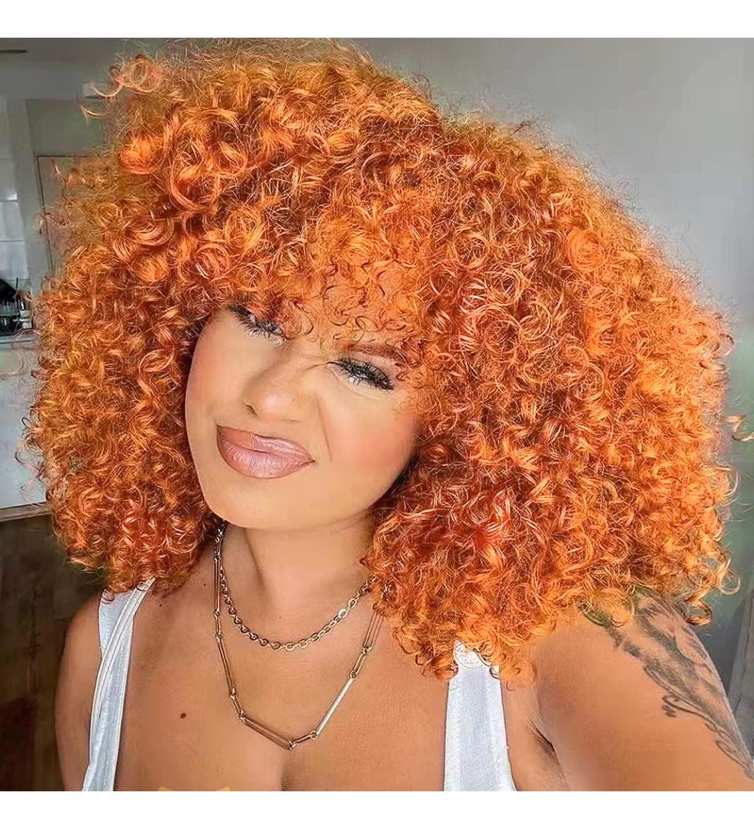 ColourfulPanda Afro Wig for Women - Curly Ginger Red Synthetic Hair with Pony for Black Women | Kinky Curly Orange Copper Style - Buy Online on GoSupps.com