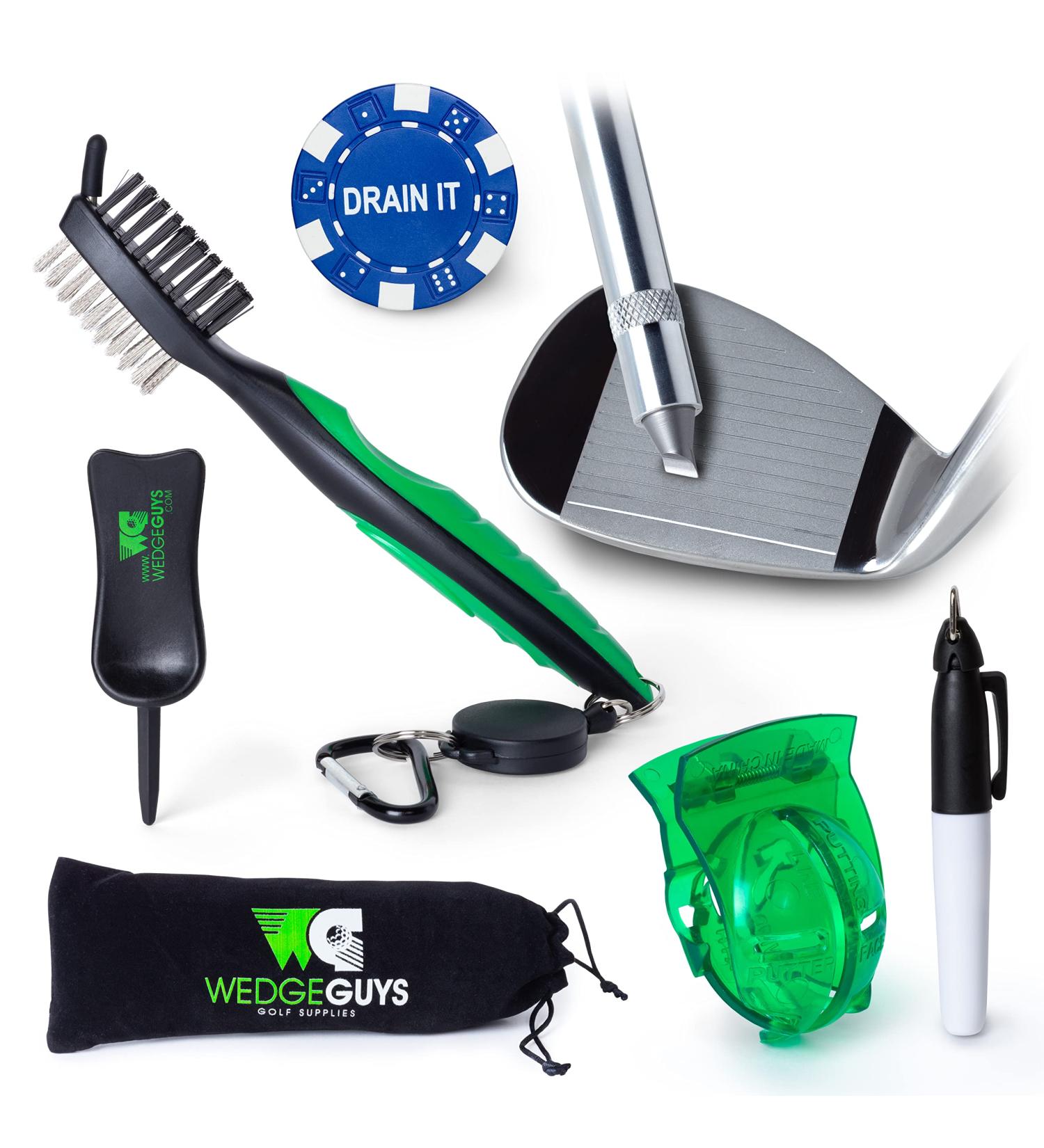 Wedge Guys Golf Bag Accessory Kit - Towel, Brush, Tees, Groove Sharpener, Ball Marker, Divot Tool - Club & Course Light Kit - Buy Online on GoSupps.com