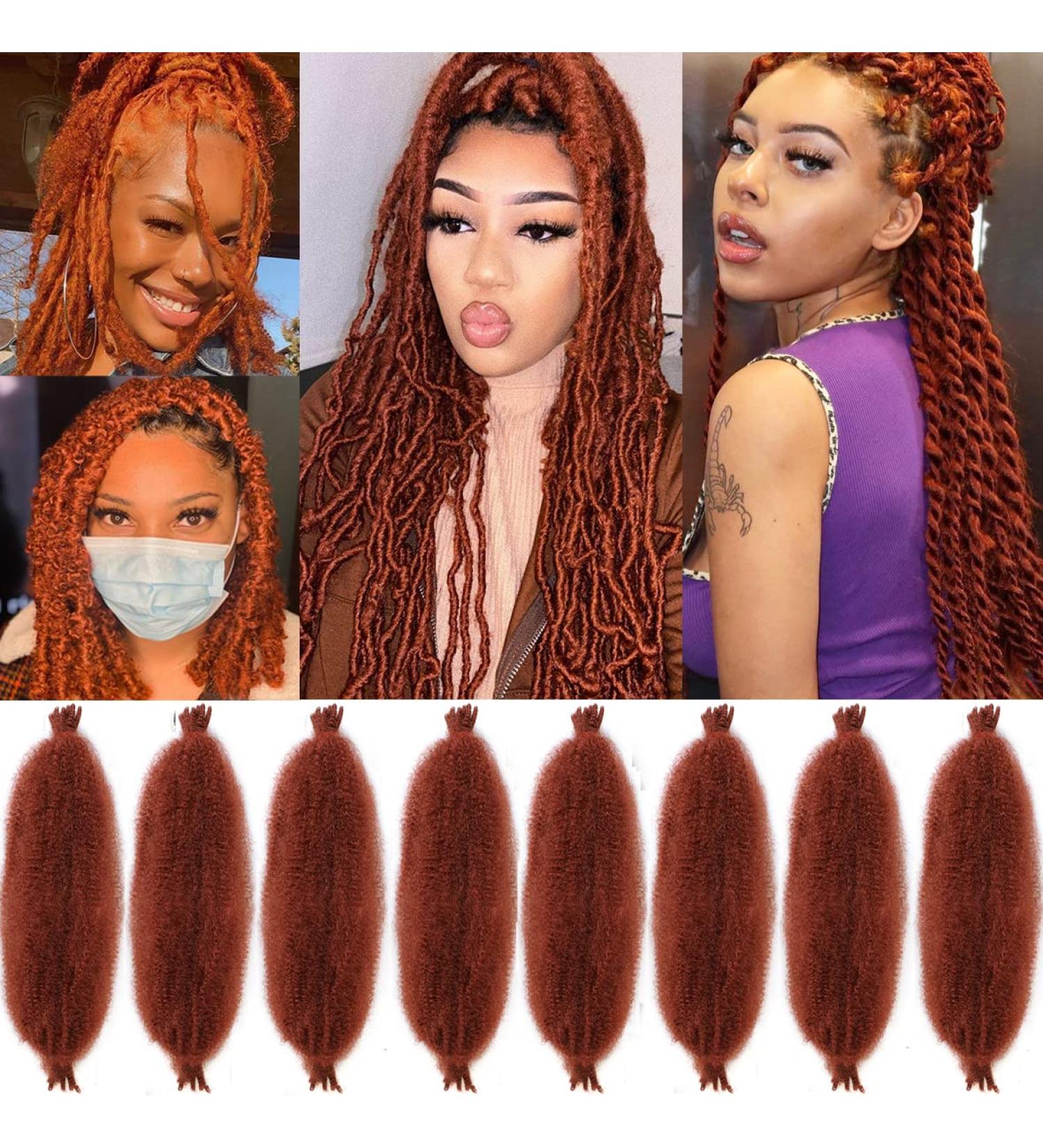 Leeven 30 Inch Springy Afro Twist Hair for Braiding Pre-fluffed Popping Spring Twist Crochet Hair for Marley Locs Twist Braiding Hair Copper Afro Kinky Marley Hair Extensions /350# 30 Inch (Pack of 8) 350# - Buy Online on GoSupps.com