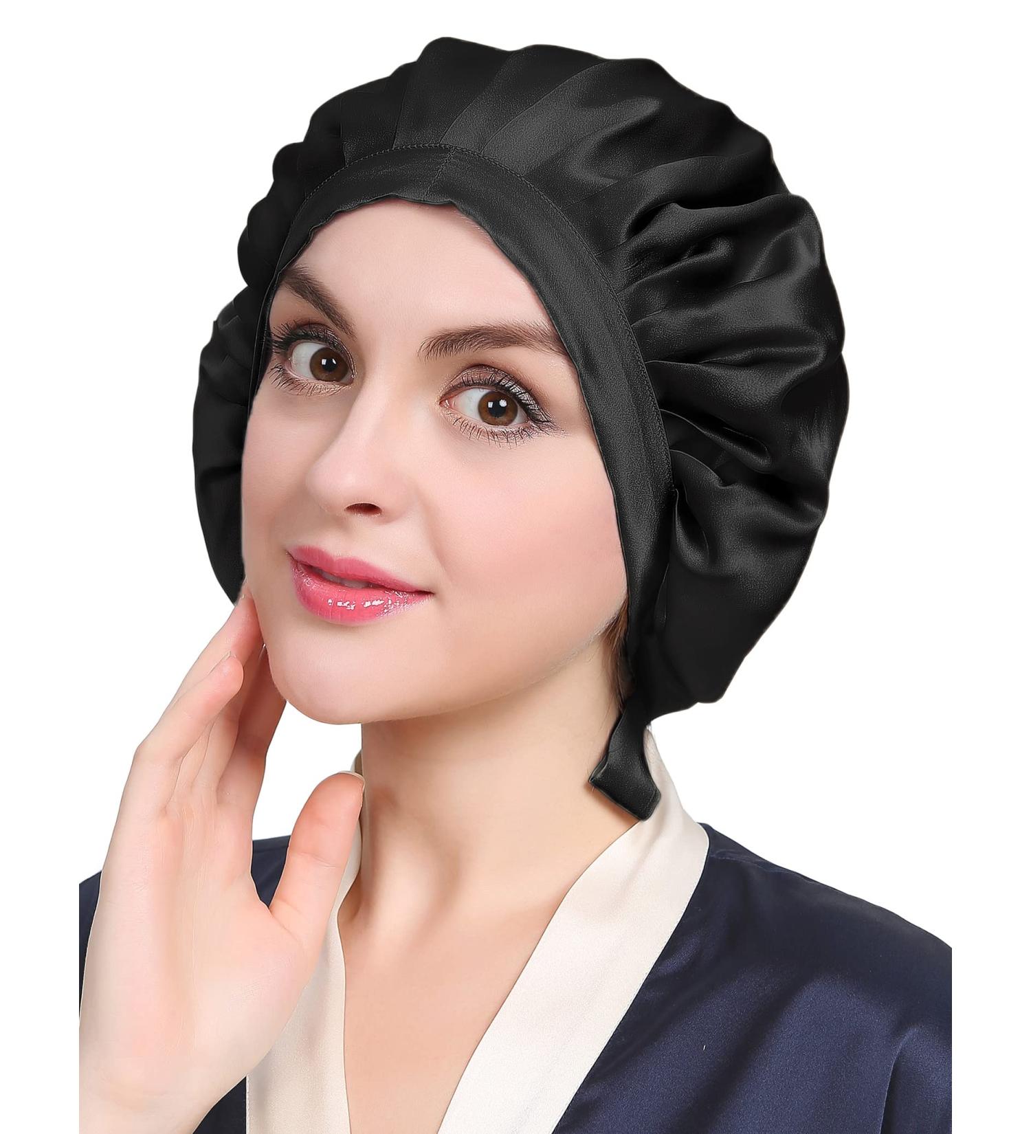 LilySilk 100% Pure Mulberry Silk Sleep Cap | Natural Silk Bonnet for Hair Care | Soft Hair Wrap for Women | Elastic Stay-on Headband in Black - Buy Online on GoSupps.com
