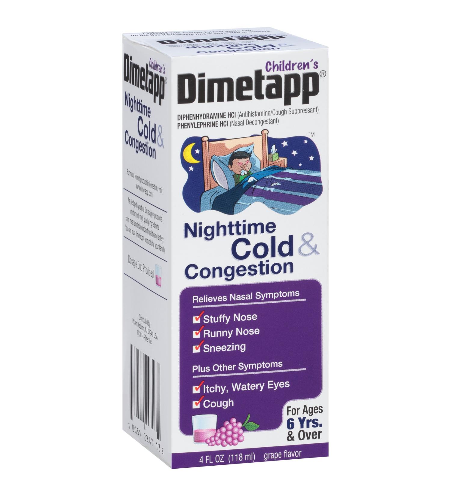 Children's Dimetapp Nighttime Cold & Congestion Relief - Grape Flavor - 4oz - Buy Online on GoSupps.com