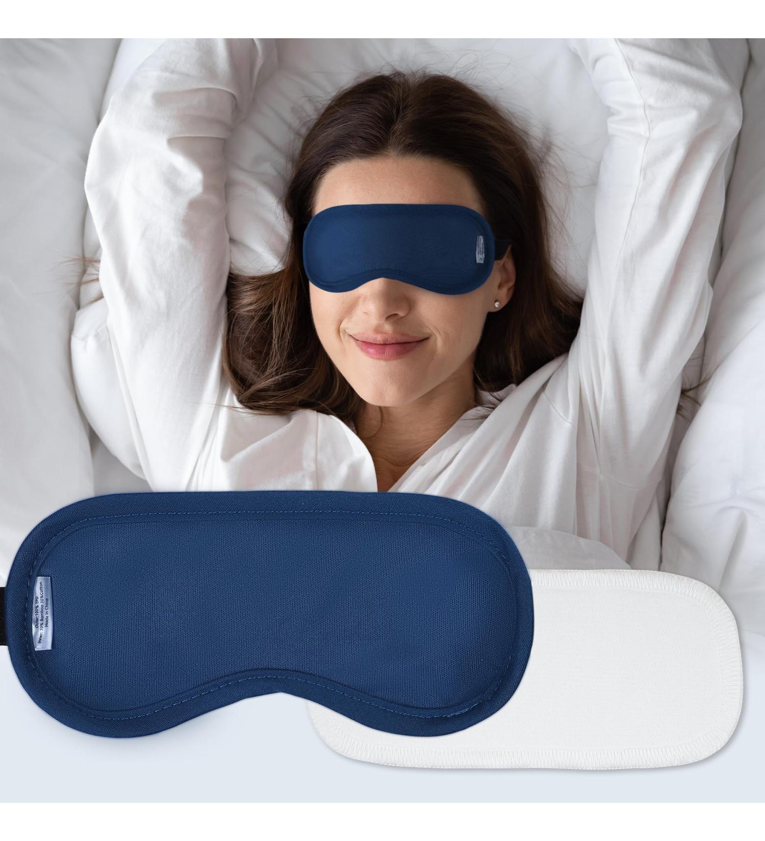 Castor Oil Pack for Eyes - Reusable Eye Mask for Eyelash & Eyebrow Growth | Adjustable Cotton Pad (Navy Blue - Buy Online on GoSupps.com