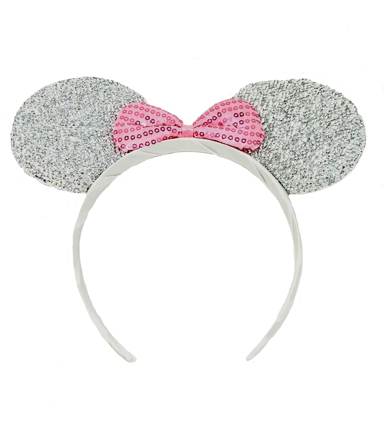 Sparkly Mouse Ears with Bow on Headband/ Aliceband.Hair Accessory-Silver by Inca - Buy Online on GoSupps.com