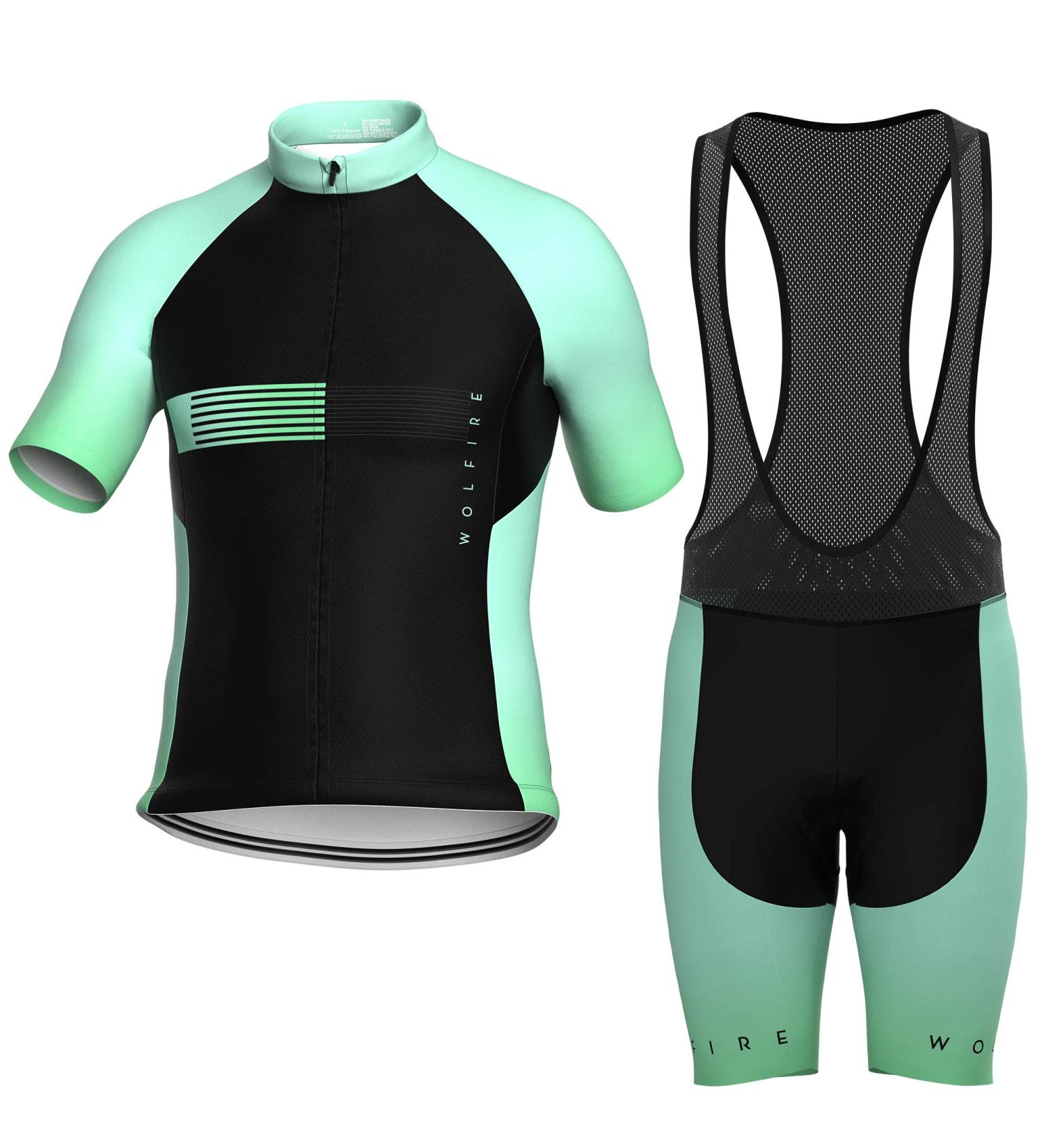 Wolfire WF Men's Bicycle Clothing Set - Racing Bike Jersey & Padded Bib Pants with 12D Gel Pad - Short Sleeve MTB Radtrikot - Aquamarin-Race L - Buy Online on GoSupps.com