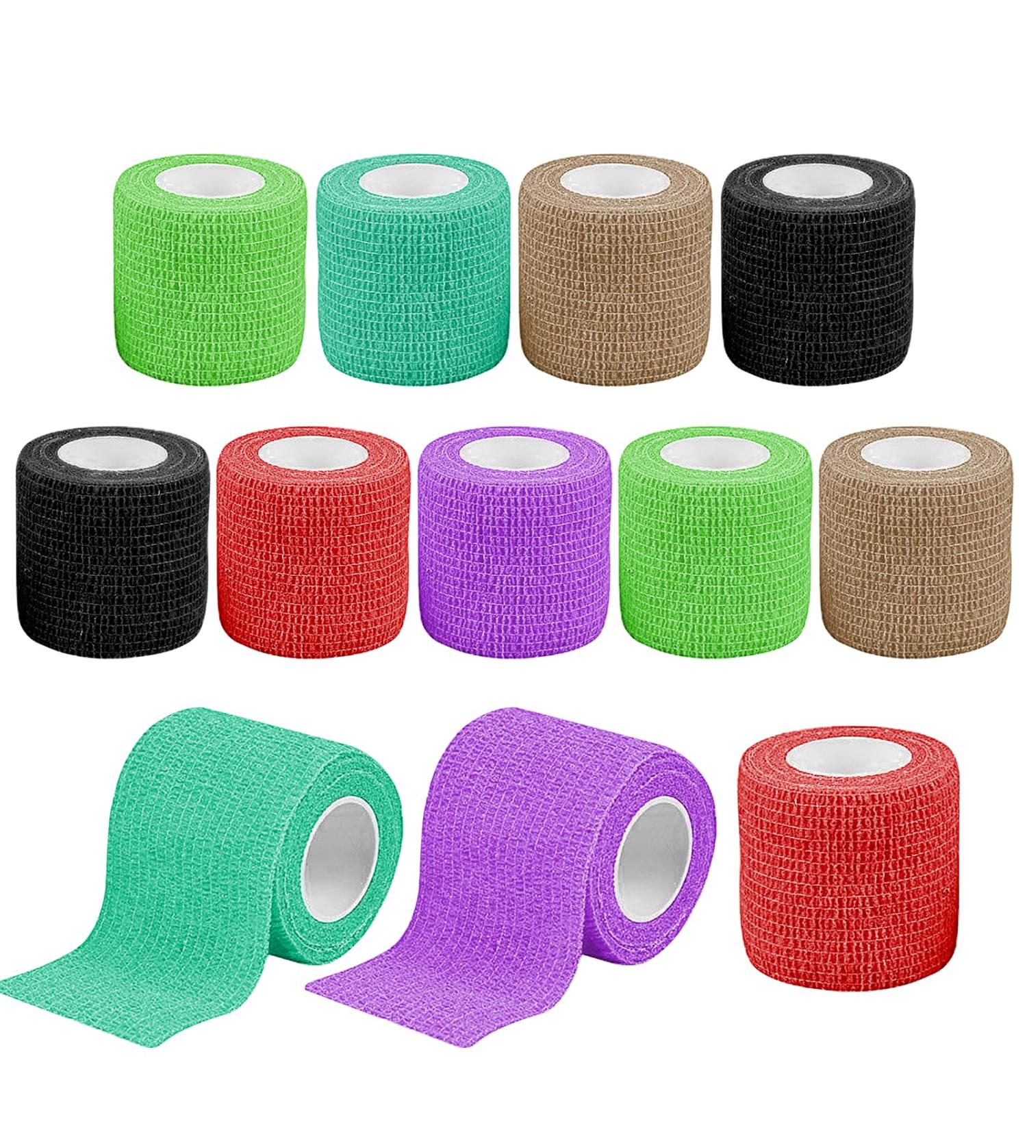 12PC Self-Adhering Cohesive Bandages - 5cm x 4.5cm Elastic Wrap for Horses Dogs & Humans - Durable & Flexible Adhesive Bandage - Buy Online on GoSupps.com