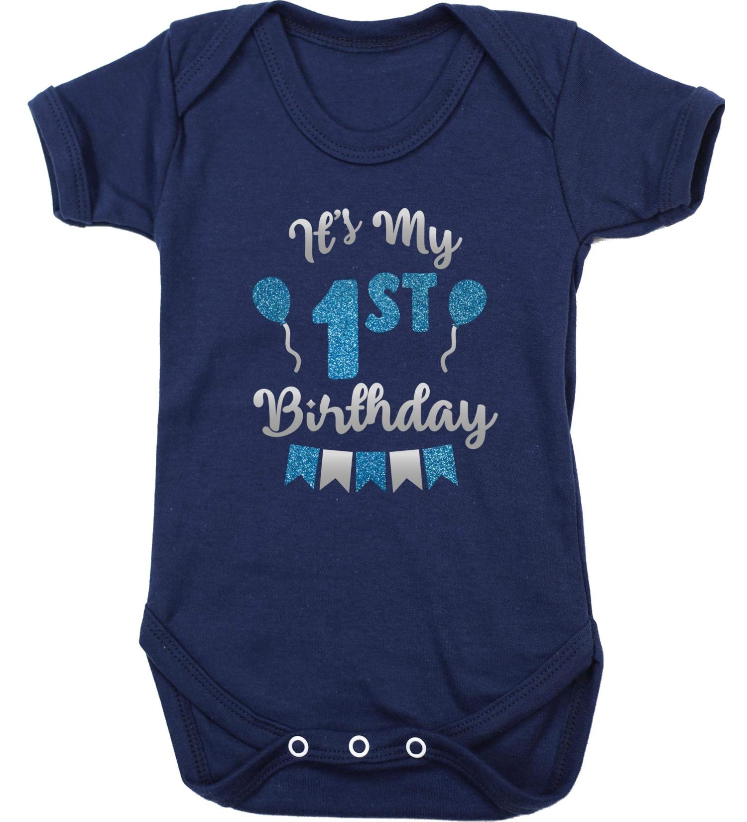 Hippowarehouse 1st Birthday Glitter Blue Baby Vest Bodysuit (Short Sleeve) - Unisex - Buy Online on GoSupps.com