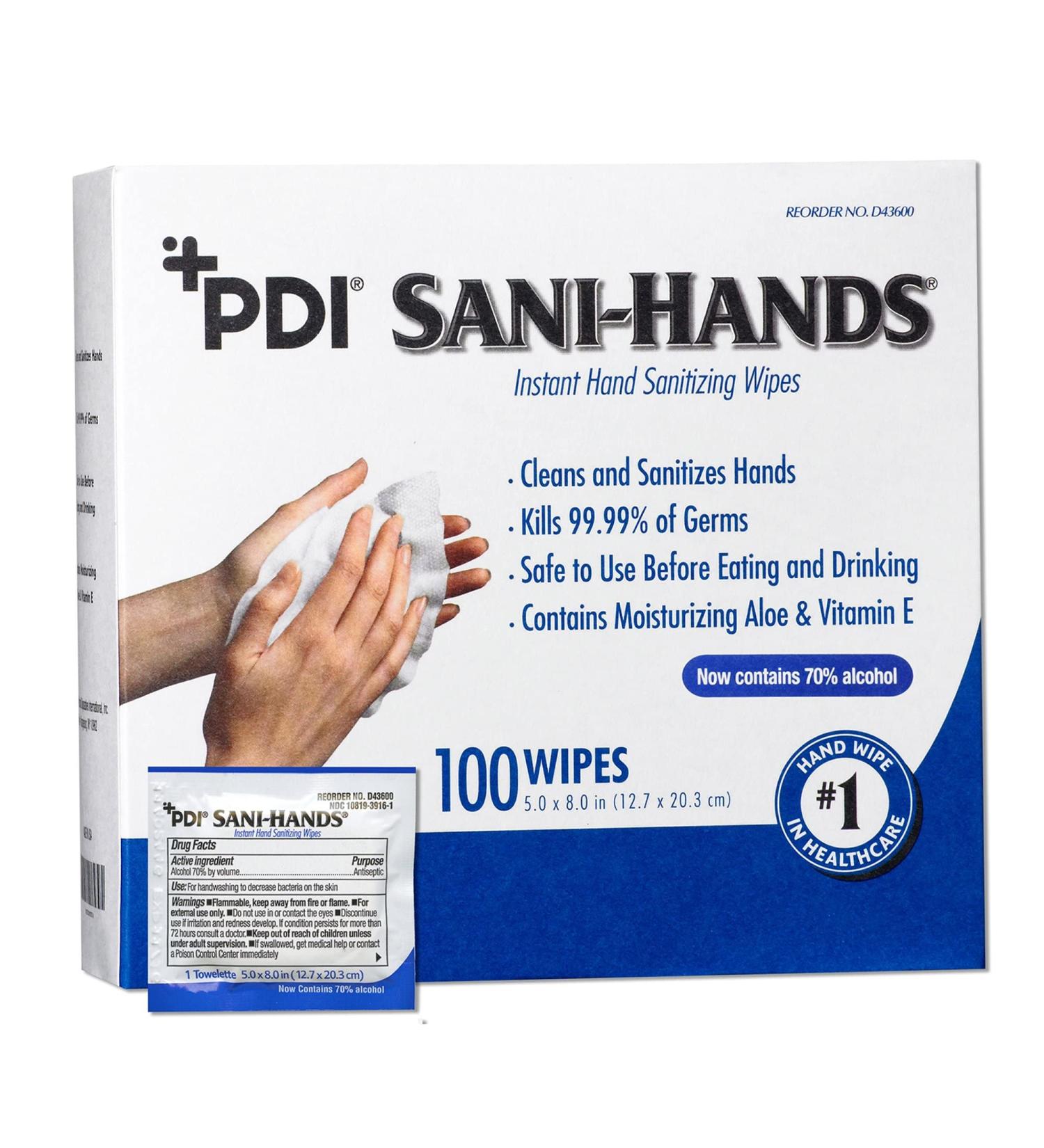 Sani-Hands Ethyl Alcohol Hand Sanitizing Wipe 100-Pack Individual Packet - Buy Online on GoSupps.com