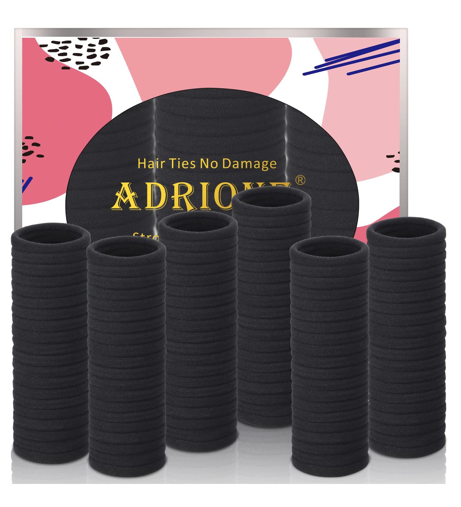 ADRIONE Black Hair Ties - 120 Pack Seamless Elastic Hair Ties for Women, Girls, and Men - No Damage Hair Ties for Thick, Curly Hair - Bun Hair Tie - Buy Online on GoSupps.com