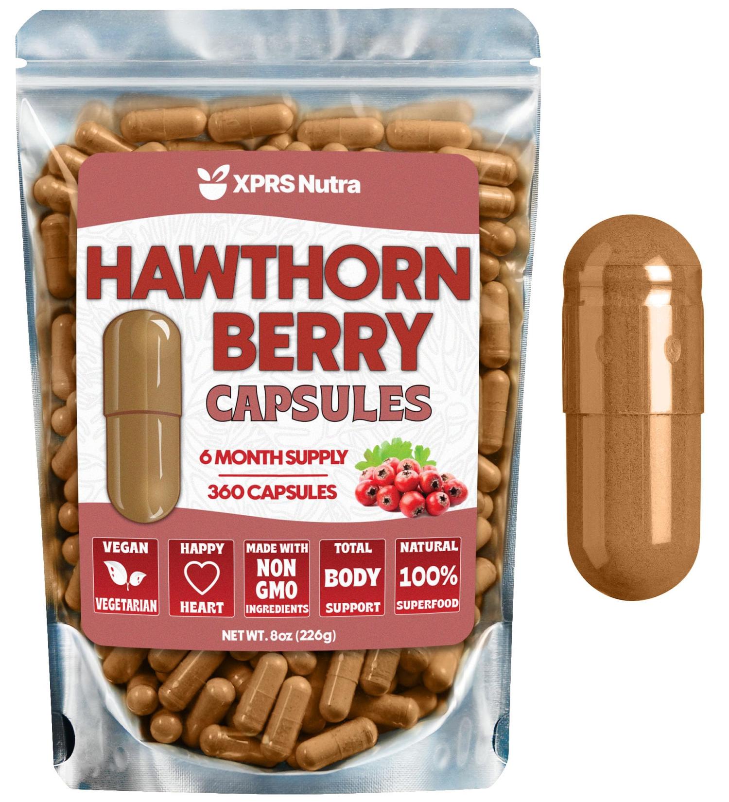 Hawthorn Berry Powder Capsules - 360 Count (6 Month Supply) - Premium Hawthorn Berry Capsules for Cardiovascular Support - Hawthorne Berry Powder - An Ideal Hawthorne Supplement for Men and Women - Buy Online on GoSupps.com