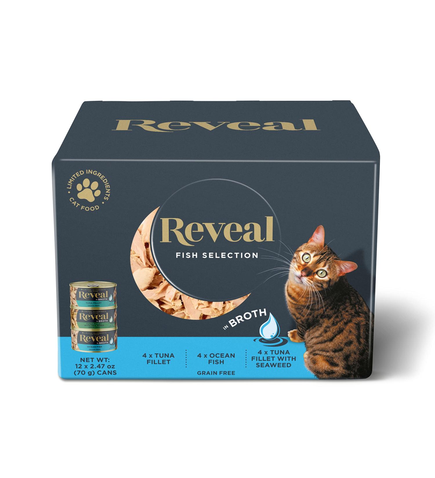 Reveal Natural Wet Cat Food 12 Pack - Limited Ingredient Grain Free Canned Cat Food in Broth - Fish Variety, 2.47 oz Cans (12 Pack) - Buy Online on GoSupps.com