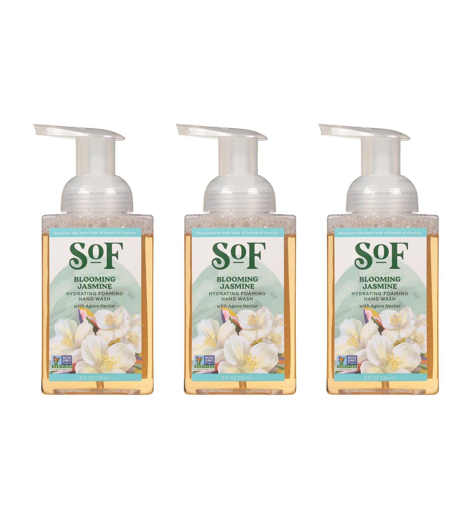 Organic Blooming Jasmine Foaming Hand Wash by SoF Body Care - 8 oz Pump Bottle (Pack of 3) - Buy Online on GoSupps.com