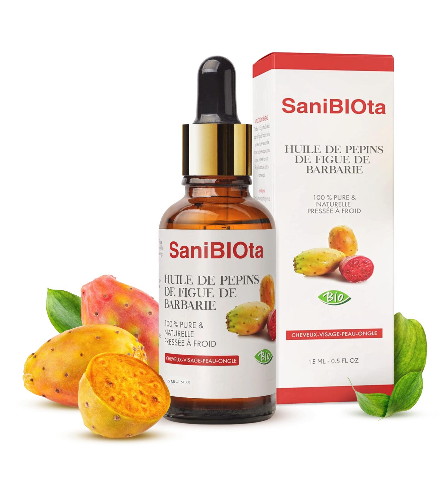  SaniBIOta Pure Organic Prickly Pear Seed Oil - Ecocert Organic & Natural Certified - Extra Virgin Cold Pressed - Vitamin E - Buy Online on GoSupps.com