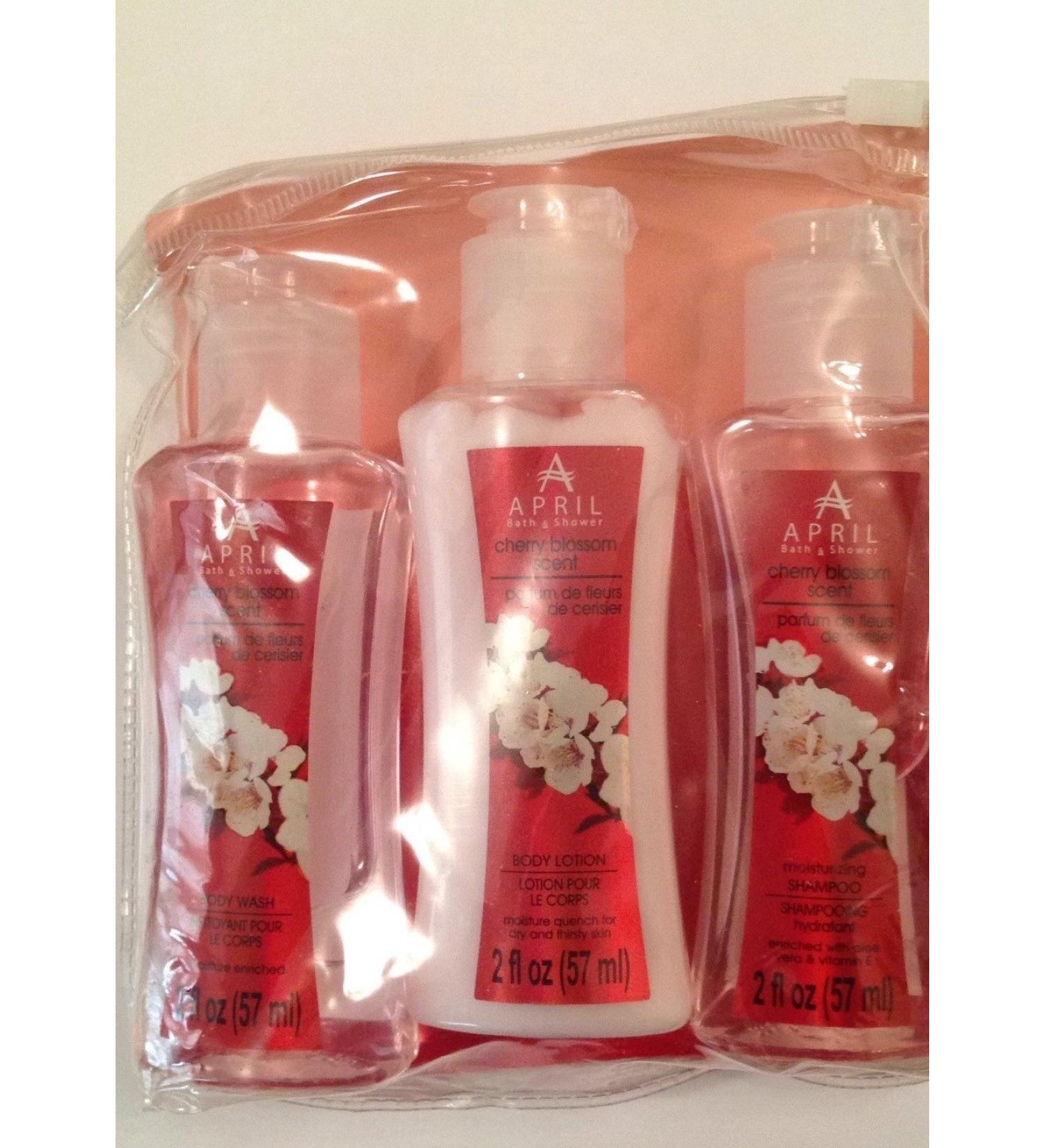 April Bath & Shower Cherry Blossom Scent Body Wash Lotion & Shampoo Set - 2 Fl Oz - Nourishing International Shipping Available - Buy Online on GoSupps.com
