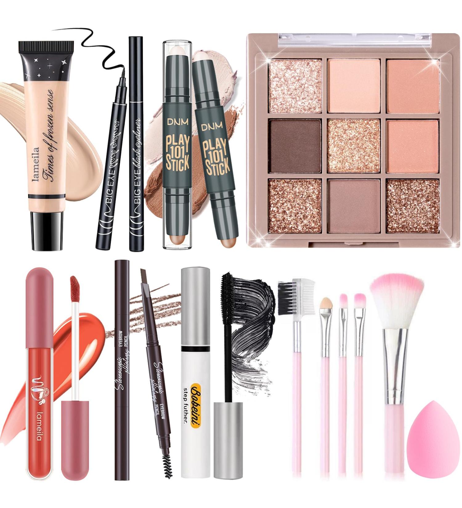 Premium Makeup Set Kit for Women & Teens | 9 Color Eyeshadow Brush & Sponge Set | Perfect Gift - Buy Online on GoSupps.com