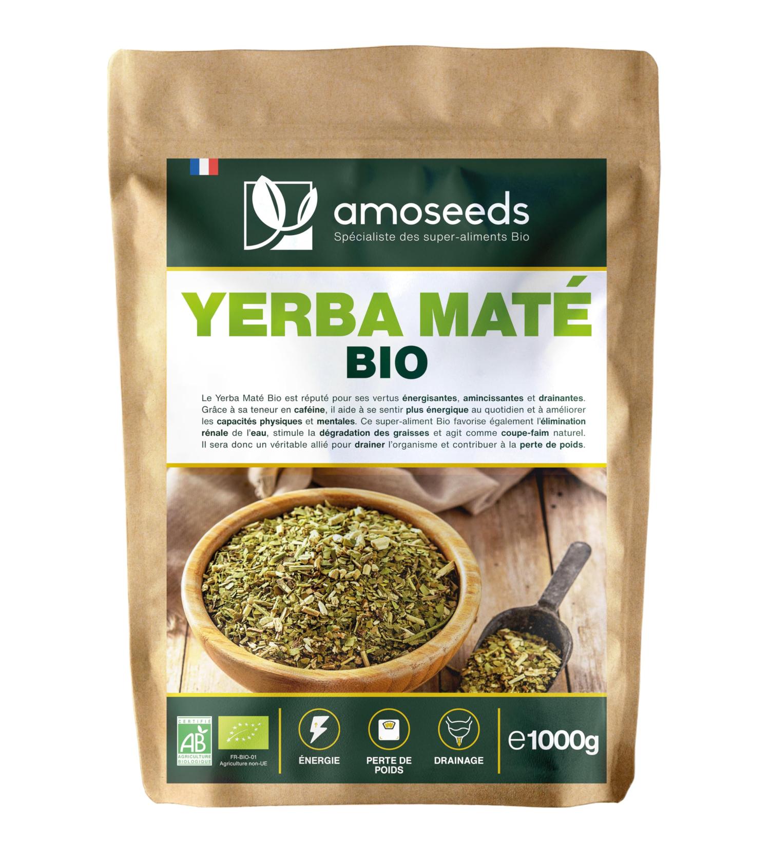 Yerba Mat BIO 1KG | Mat Vert non fum | 100% feuilles sans tiges | Boost nergie Alternative au Caf | Qualit Sup rieure - Buy Online on GoSupps.com