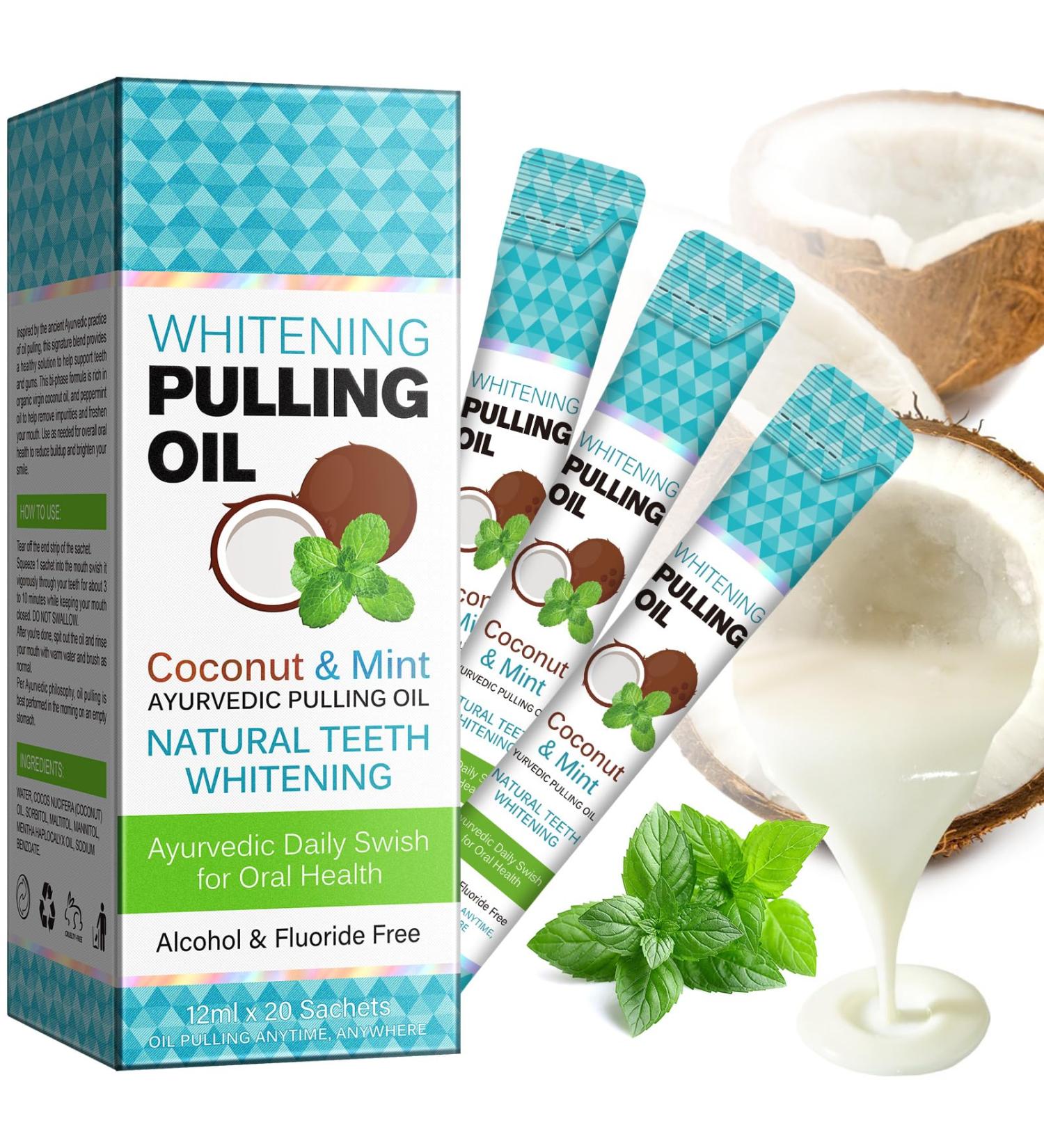 Lot de 20 sachets d'huile de noix de coco huile de menthe sachets de voyage haleine fra che et blanchiment des dents et gencives saines huile de noix de coco naturelle avec huile de noix de coco - Buy Online on GoSupps.com