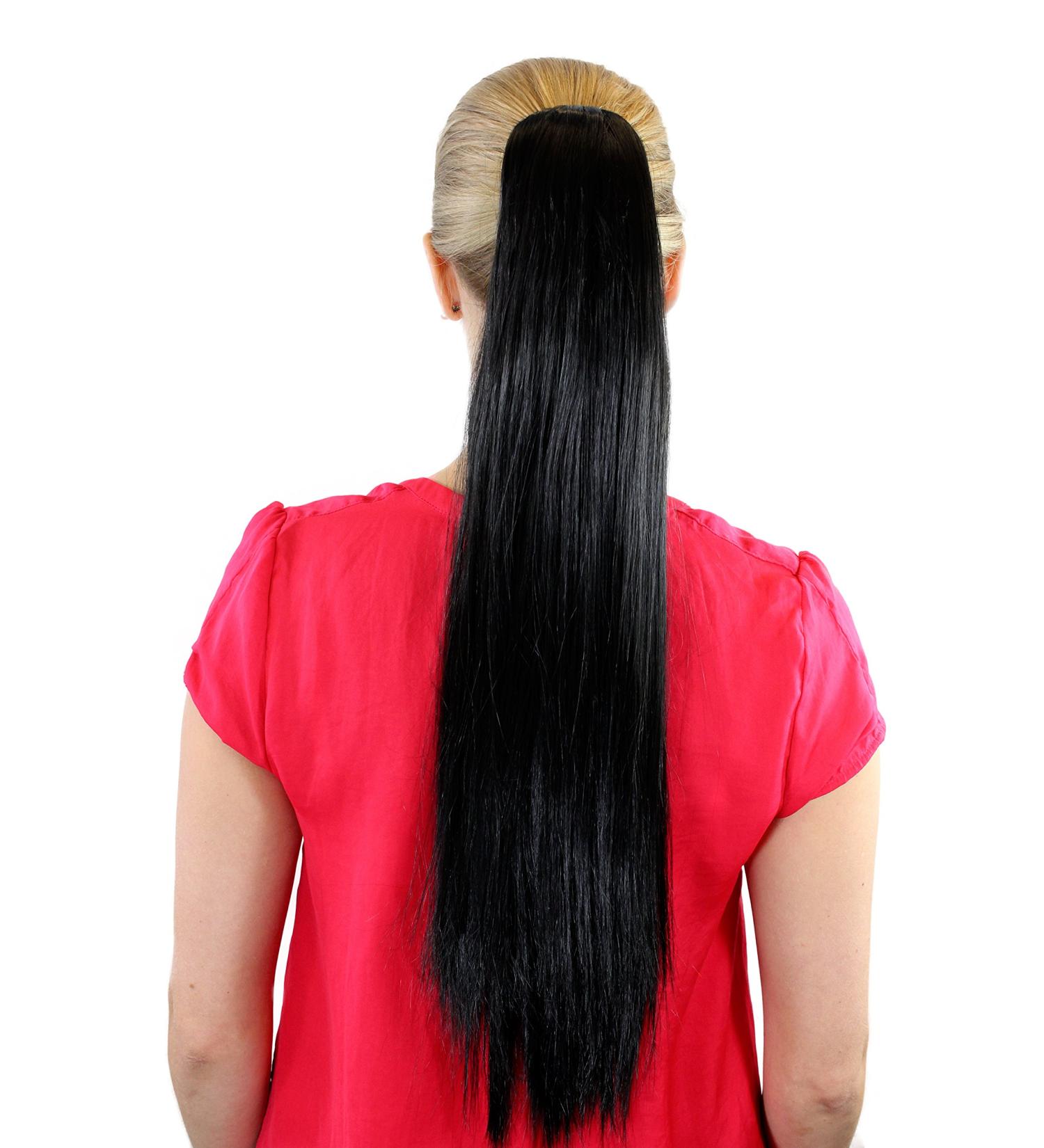 Extension hairpiece black braid hair extension butterfly clip straight long approx. 65 cm XF-6464-2 Black (2)