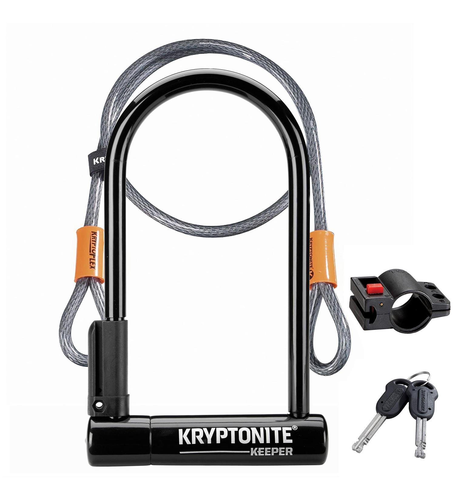 Kryptonite Keeper 12mm U-Lock with FlexFrame-U Mount & Cable | Secure Your Bike | International Shipping Available - Buy Online on GoSupps.com