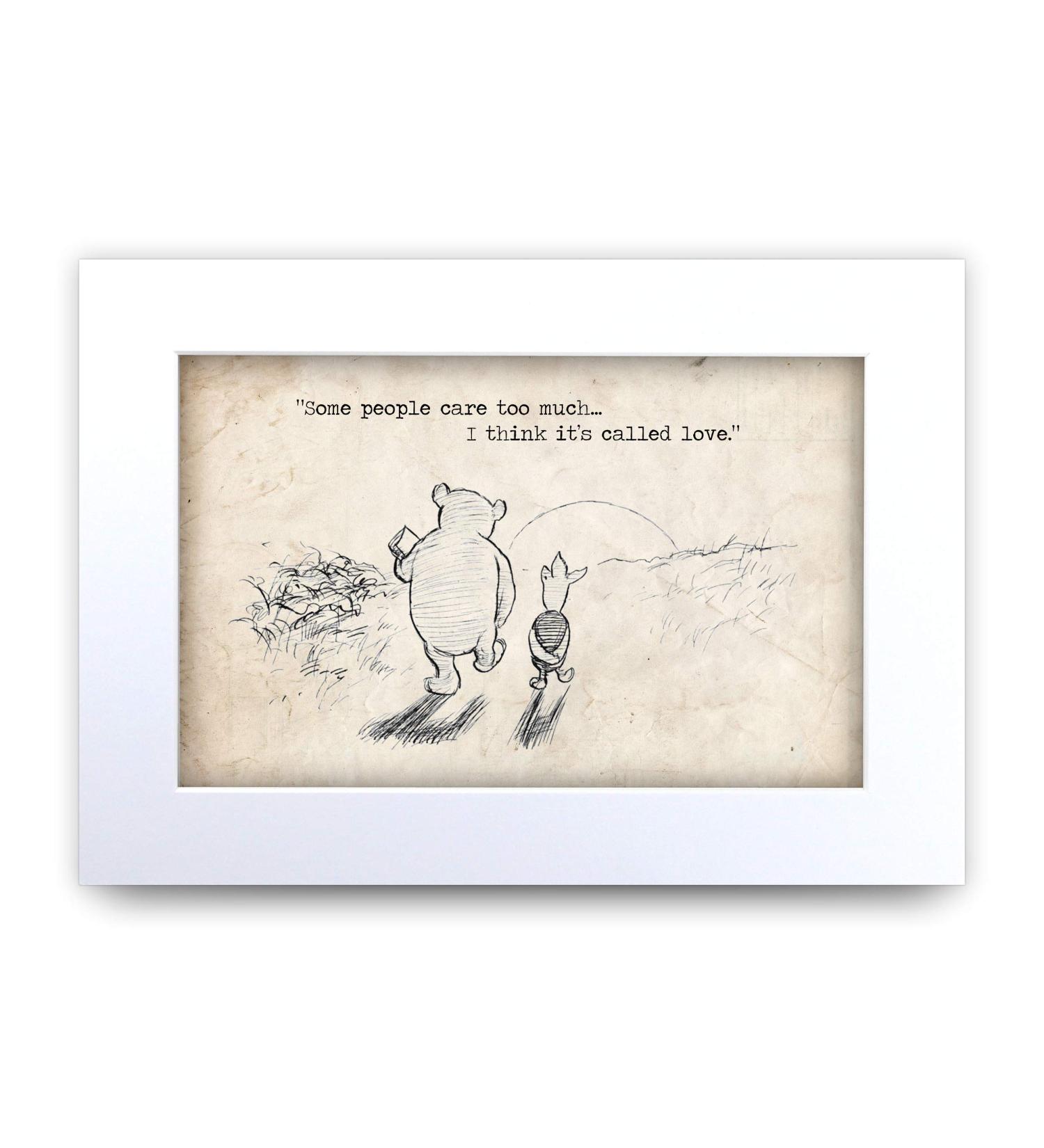 HWC Trading Winnie the Pooh Care to Much A4 Printed Quote Nursery Print Baby Shower Room Gifts New Born Bedroom Gift Print Photo Picture Display (Unframed) Care to Much