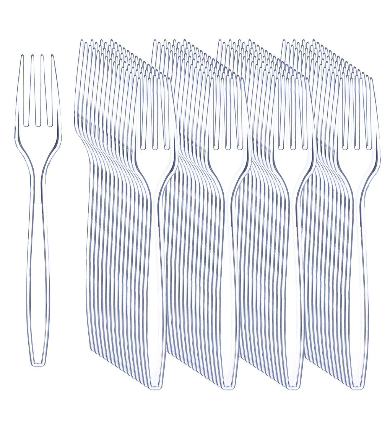 Liacere 360-Piece Heavyweight Clear Plastic Forks - 6.7inch Disposable Cutlery for Parties and Restaurants - Buy Online on GoSupps.com