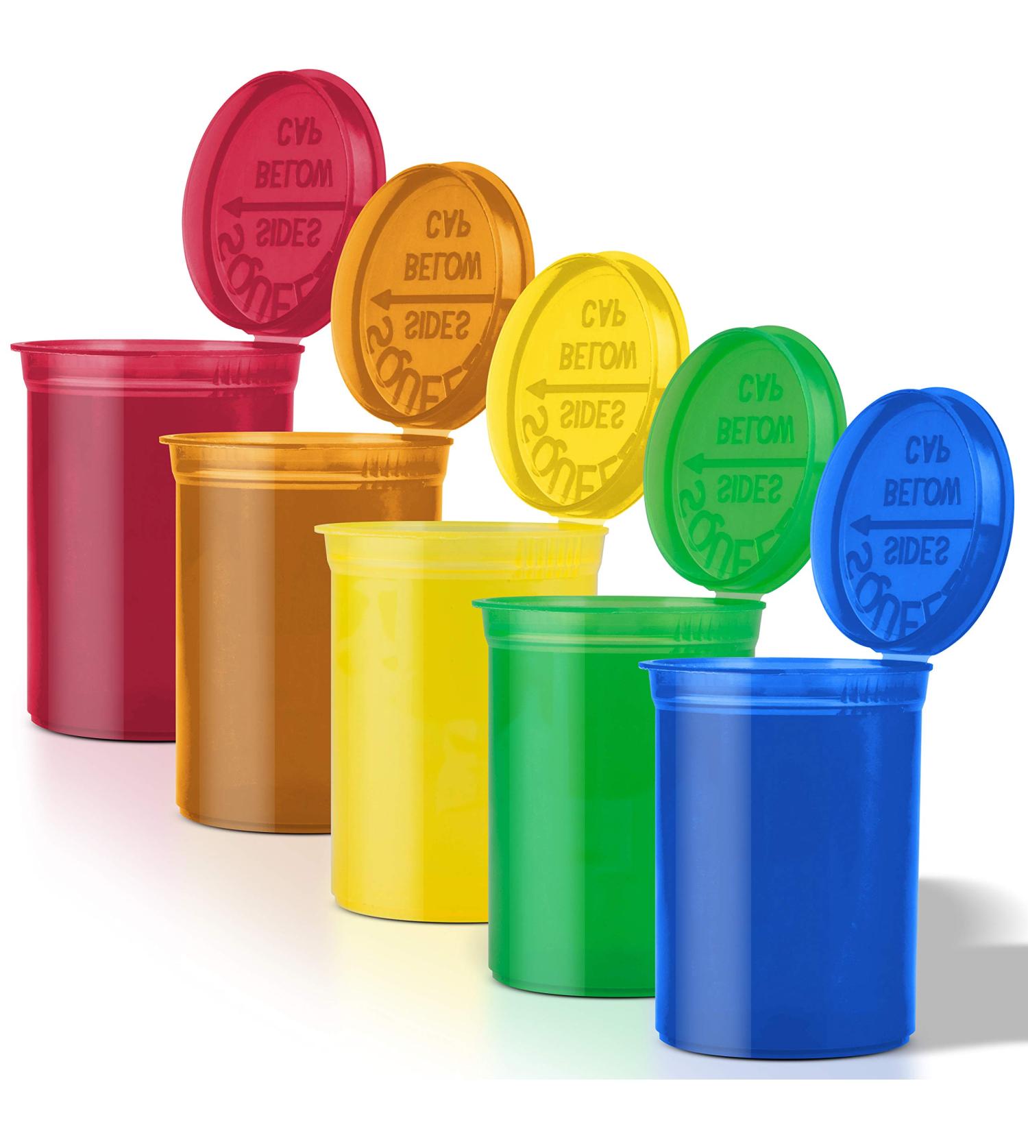 10 Pack Airtight 30 Dram Empty Pill Bottles with Caps - Multi Use Prescription Medicine Container for Herbs, Candy, Crafts - Transparent Multi Color - Buy Online on GoSupps.com