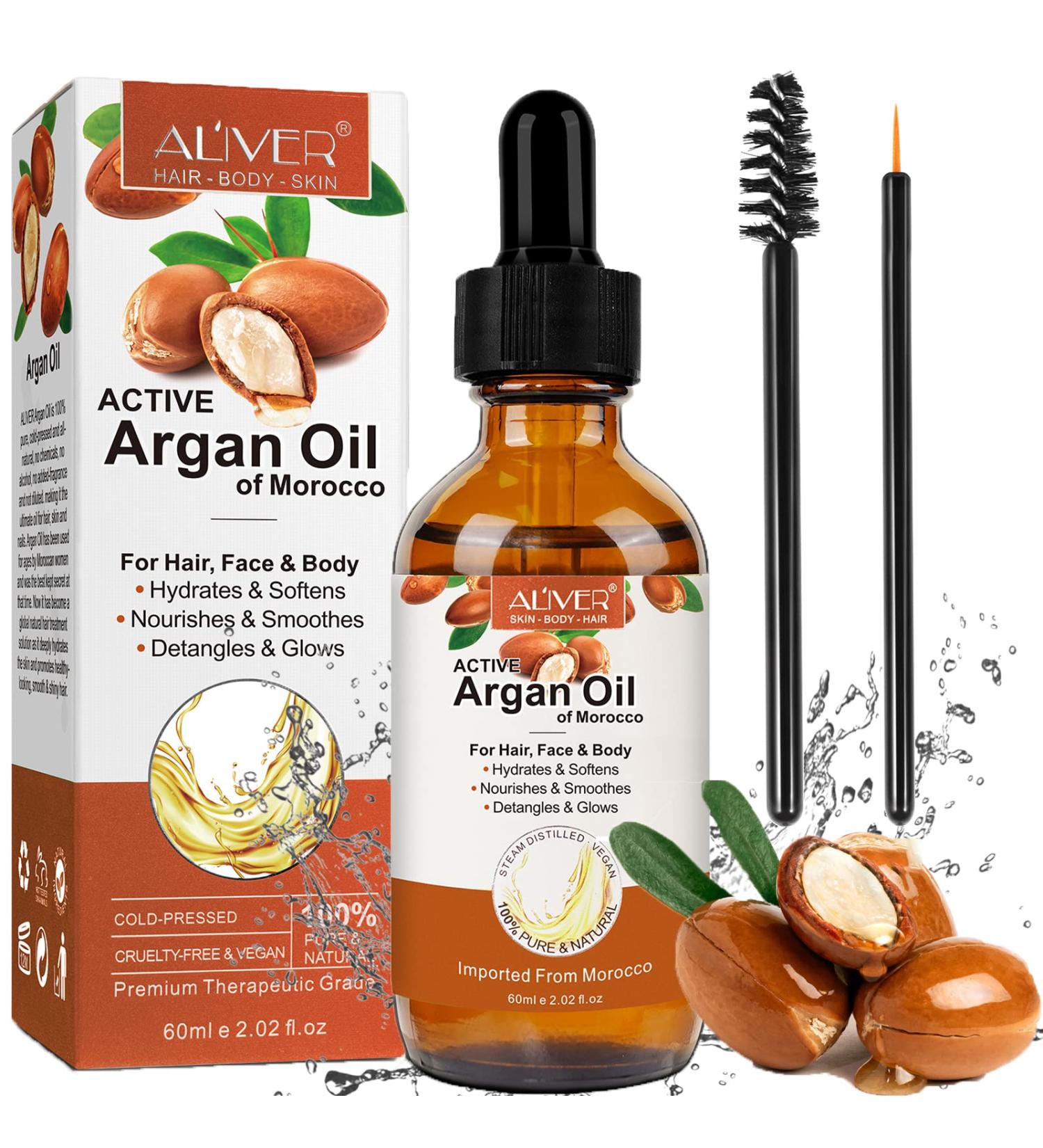 AL'IVER Organic Argan Oil for Hair Growth (2.02oz) | Cold Pressed, Nourishing Scalp Treatment - Promotes Growth, Prevents Breakage, Loss, and Dandruff - Buy Online on GoSupps.com