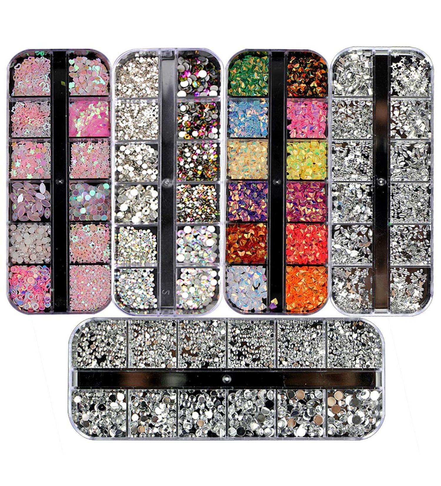 Ranvi 3000 Pieces (5 Boxes) Nail Art Rhinestones Kit Nail Rhinestones with 1 Piece Multicolor Nail Studs Horse Eye Rhinestones for Nail Art Decorations Supplies - Buy Online on GoSupps.com